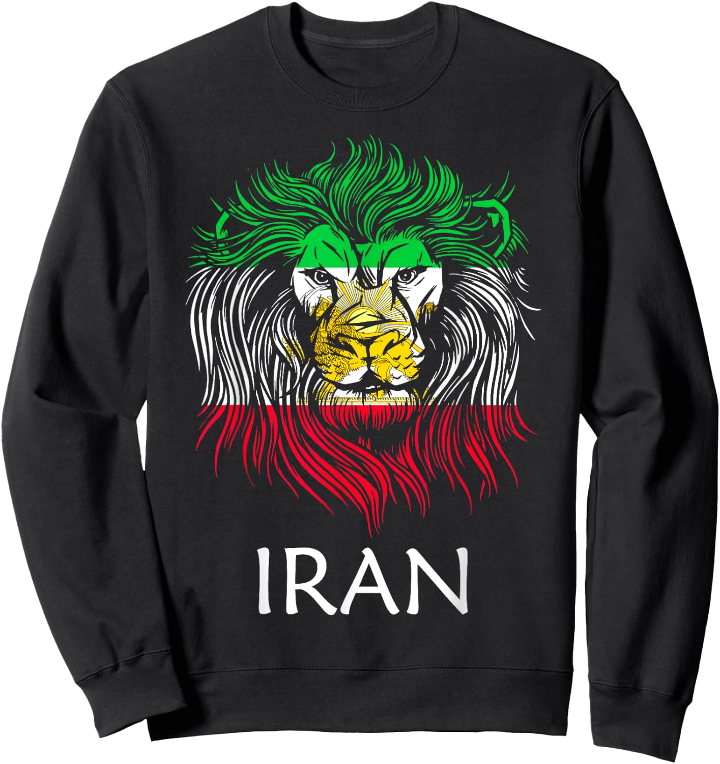 Iranian Lion Head Flag Iran Sweatshirt - Sweatshirt | Black