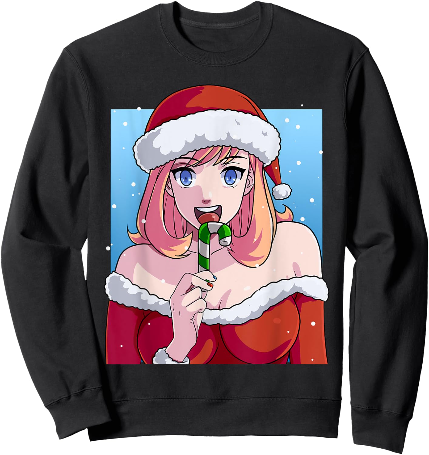 Mrs. Santa Claus Sexy Anime Babe Christmas Xmas Sweatshirt - Sweatshirt | Black