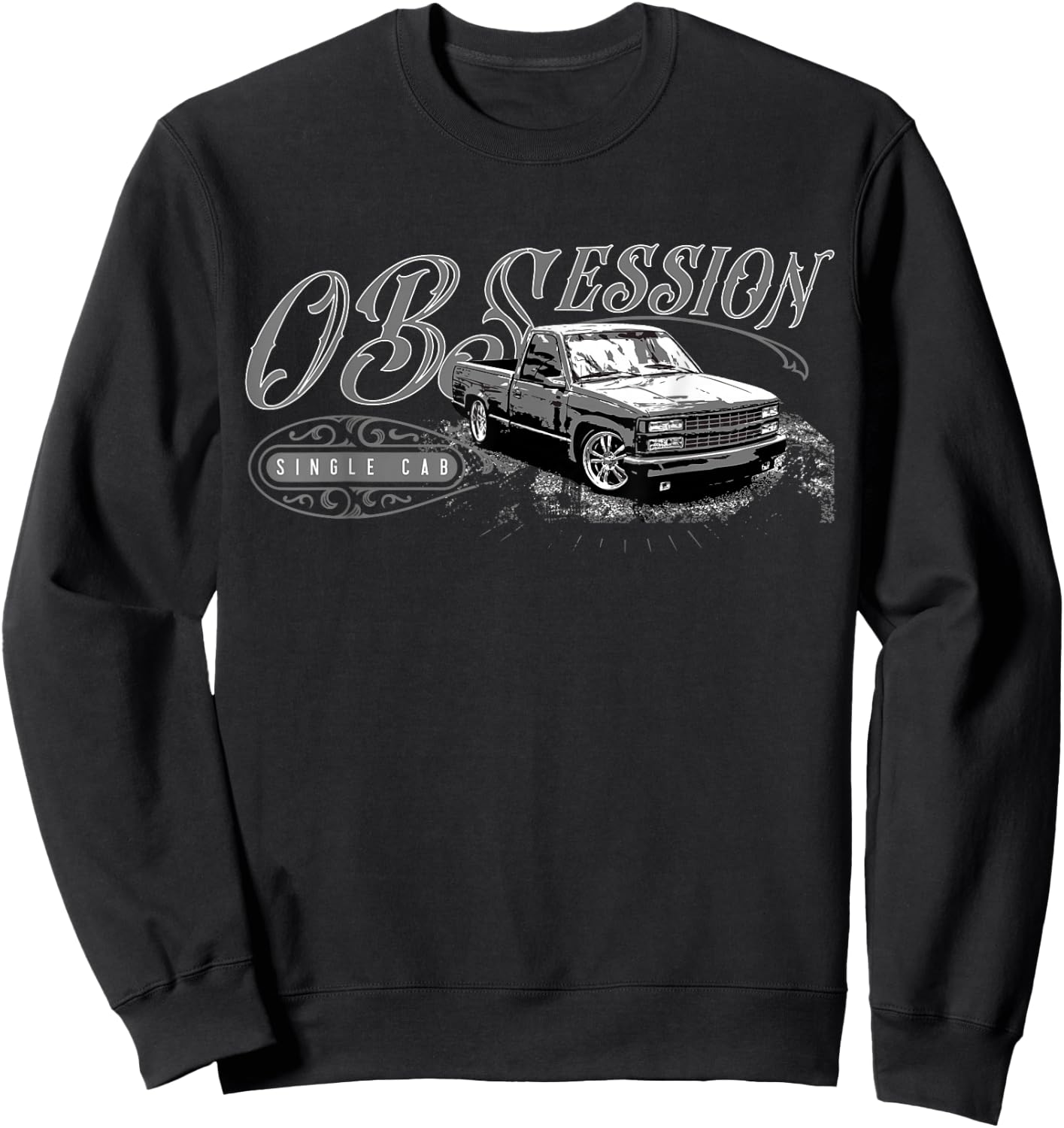 OBS Single Cab Truck Old Body Style Retro Vintage CK Truck Sweatshirt - Sweatshirt | Black