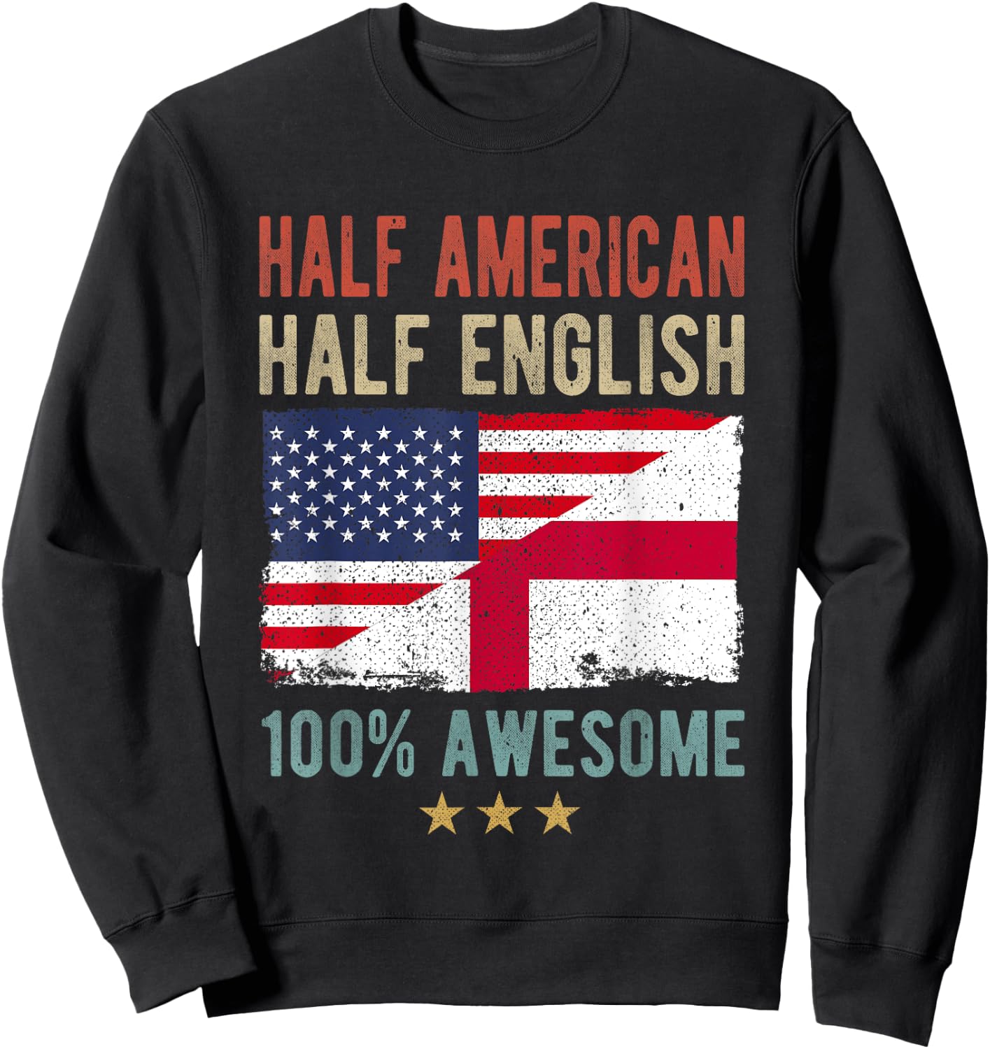 USA England Flag Half American Half English Sweatshirt - Sweatshirt | Black