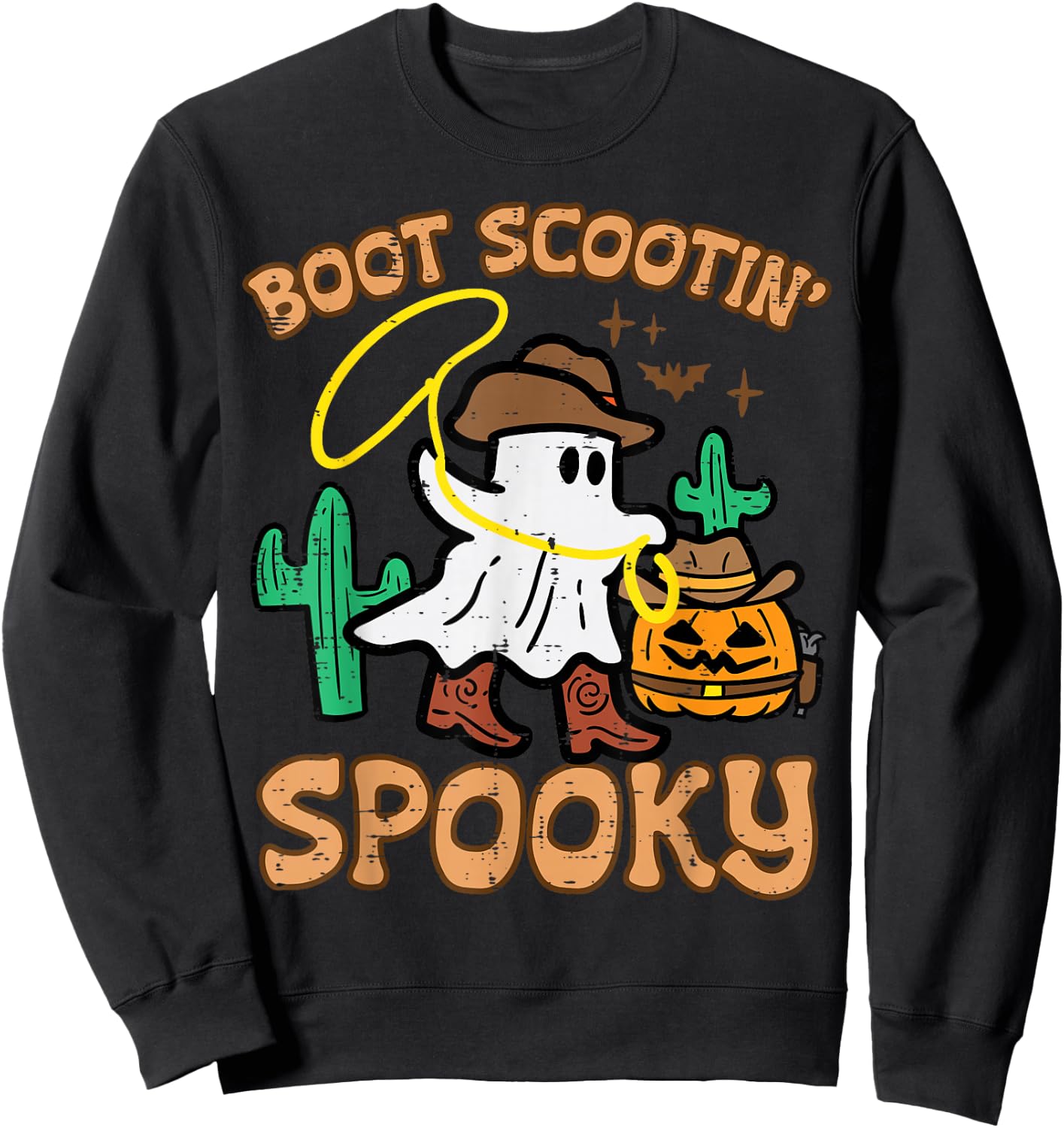 Boot Scootin' Spooky Ghost Cowboy Funny Halloween Men Women Sweatshirt - Sweatshirt | Black