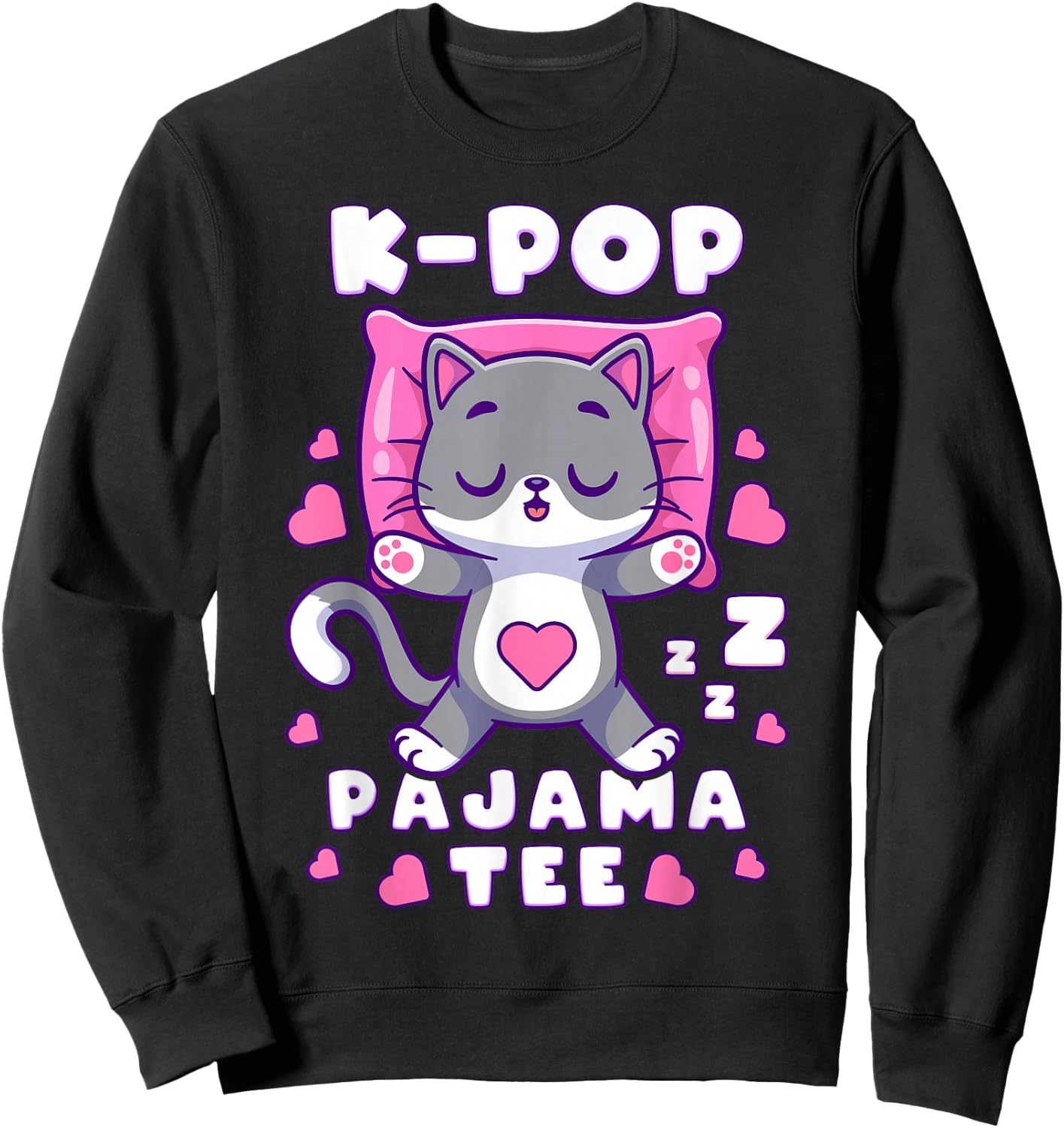 K-Pop Music Sleeping Cat K-Pop Pajamas Sweatshirt - Sweatshirt | Black
