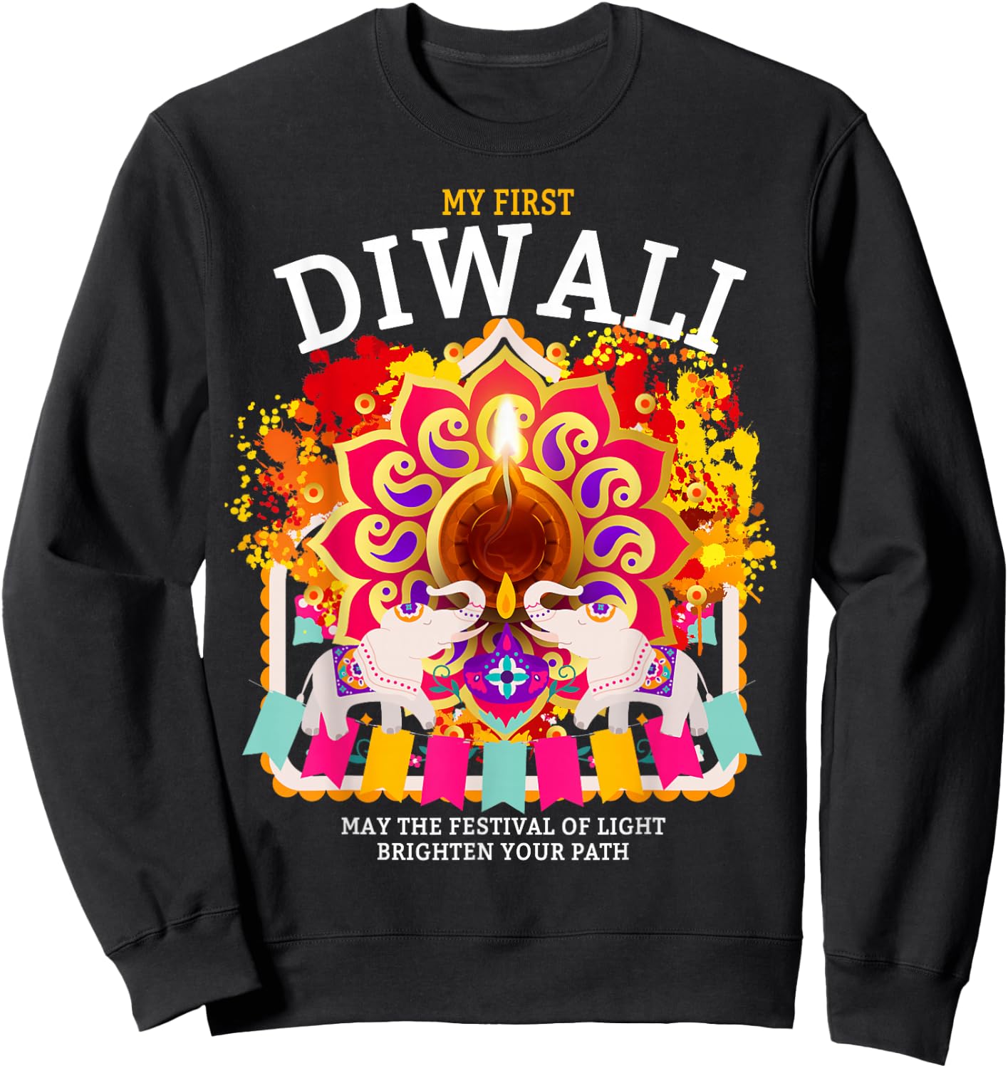 My First Diwali Festival Outfit Idea For Kids & Diwali Sweatshirt - Sweatshirt | Black