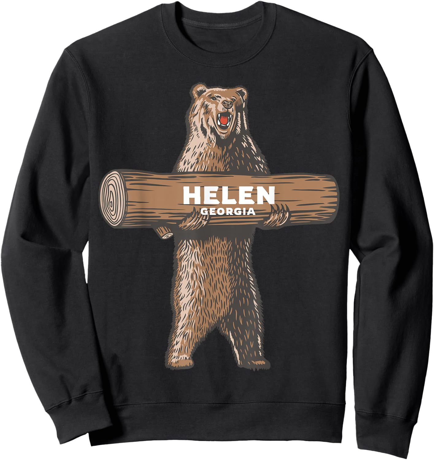 Helen Georgia GA Growling Bear Vacation Souvenir Sweatshirt - Sweatshirt | Black