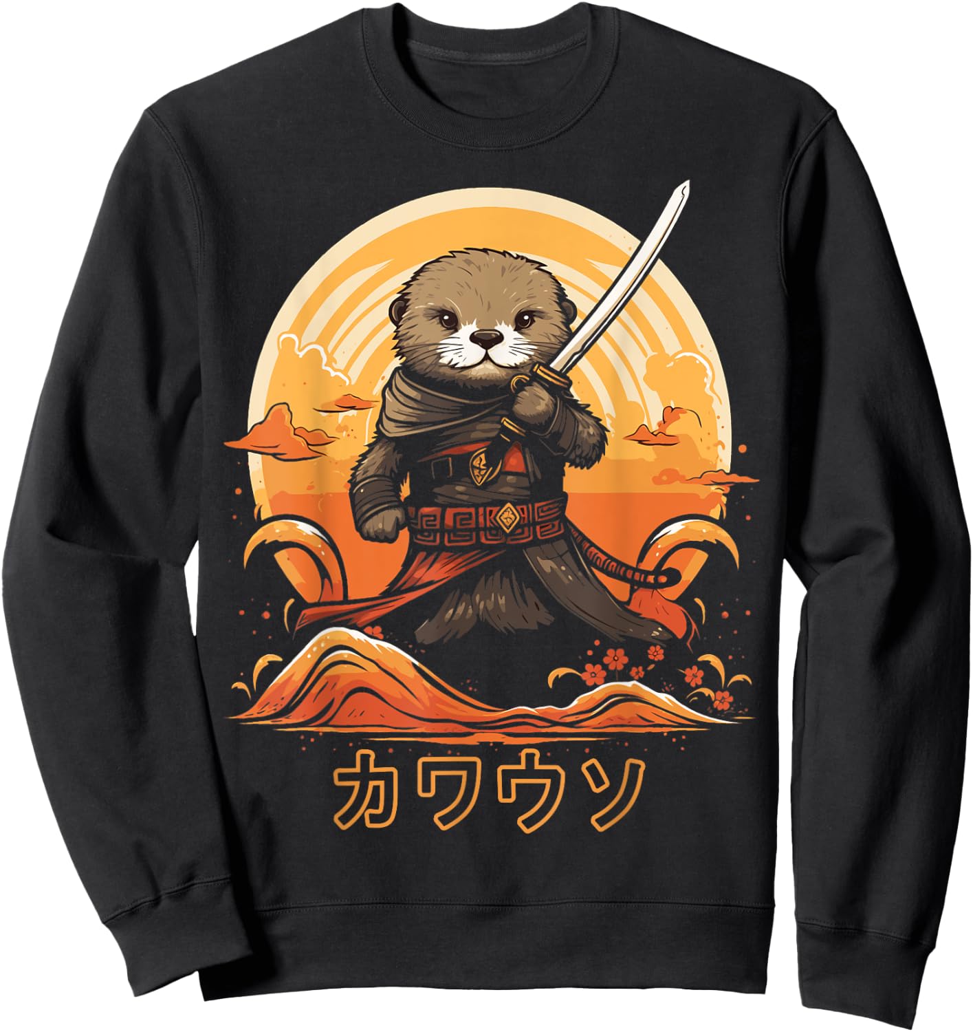 Cool Samurai Otter For Boys Girls Ninja Sea Otter Lover Sweatshirt - Sweatshirt | Black