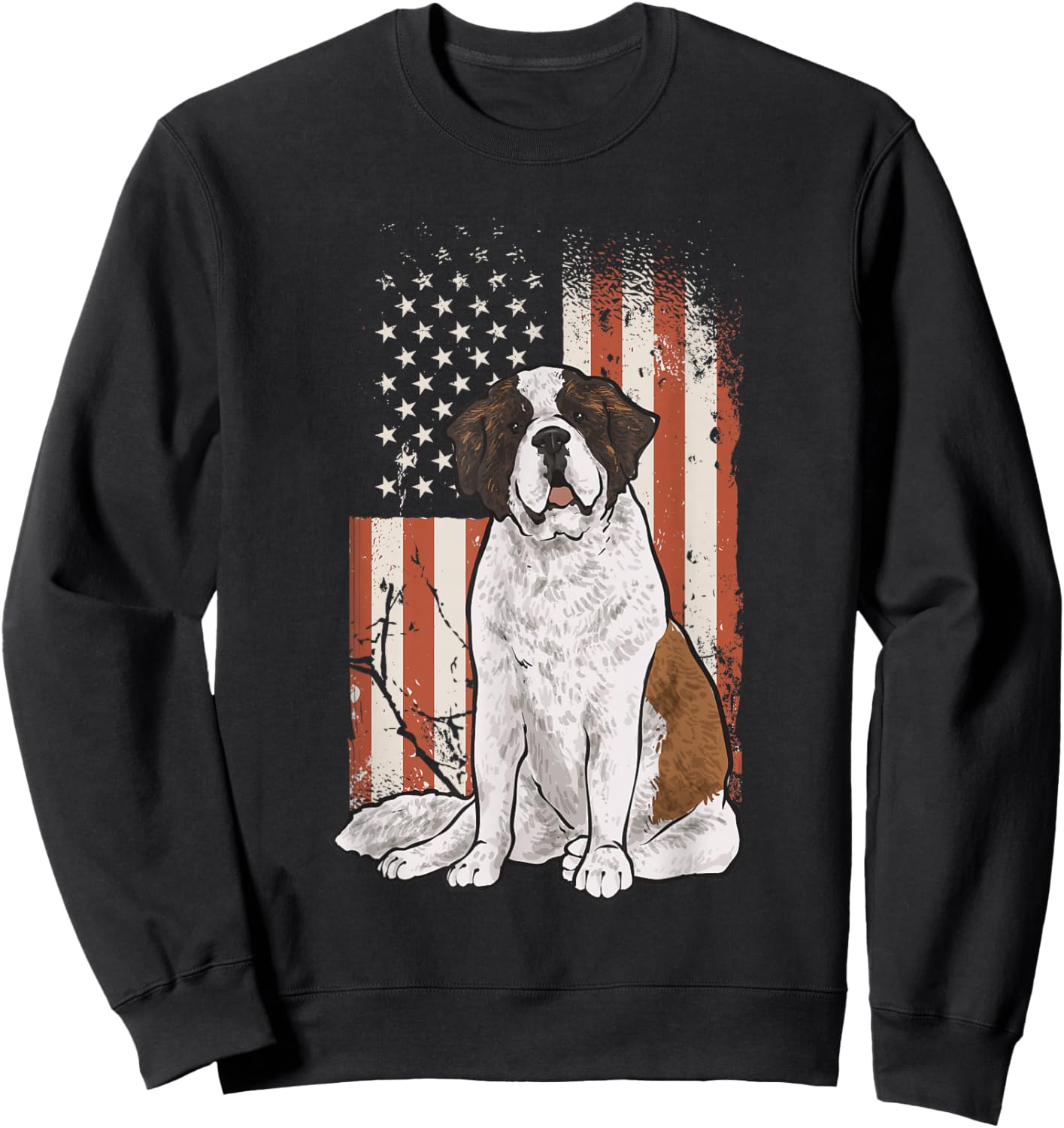 Saint Bernard Dog American Flag St. Bernard Sweatshirt - Sweatshirt | Black