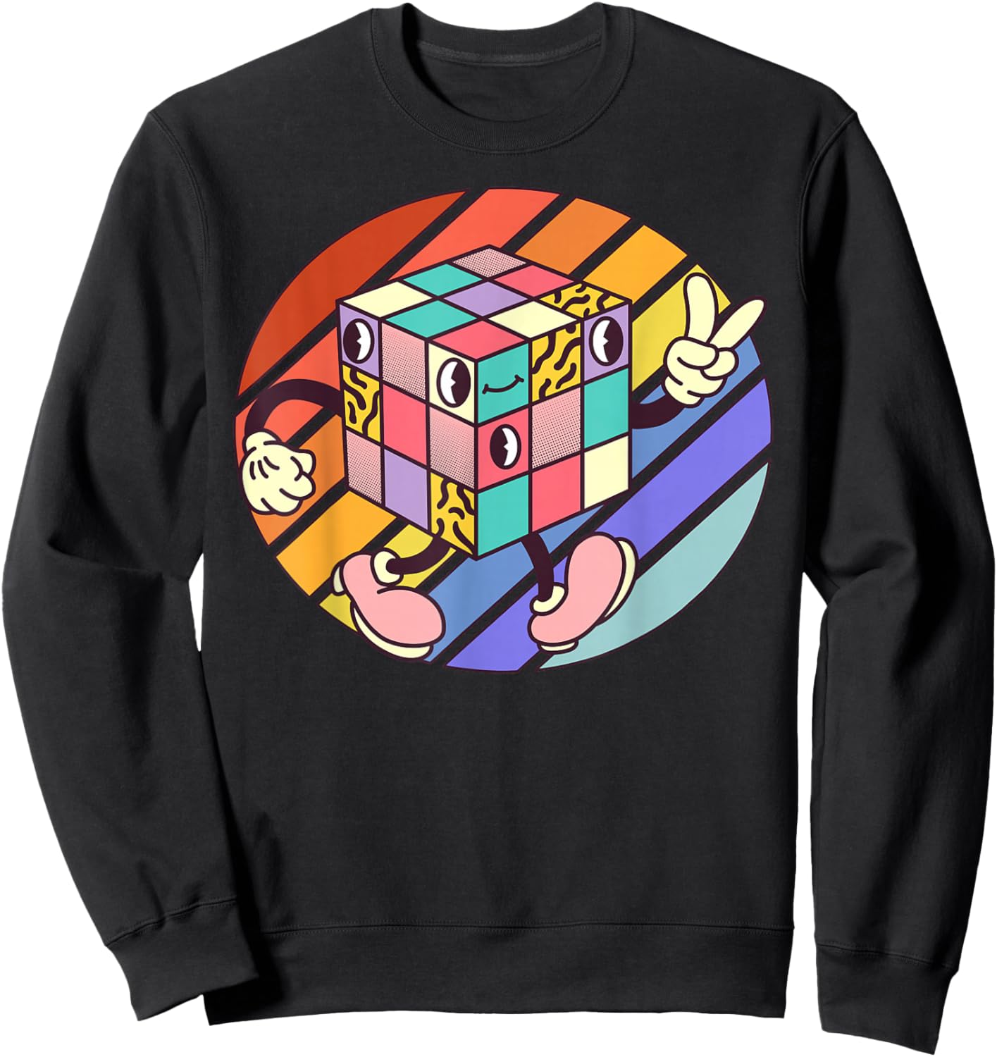 Rubik's Cube Comic Design Sweatshirt - Sweatshirt | Black
