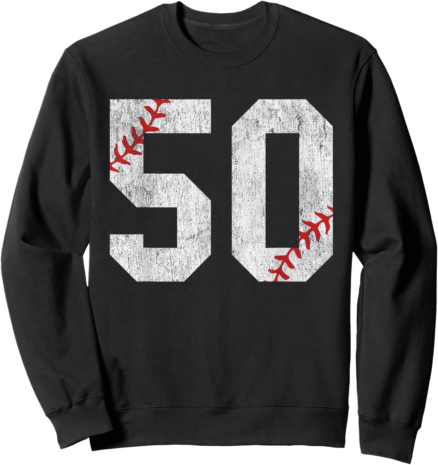 Number #50 Vintage 50th Birthday Baseball Lover 50 Years Old Sweatshirt - Sweatshirt | Black