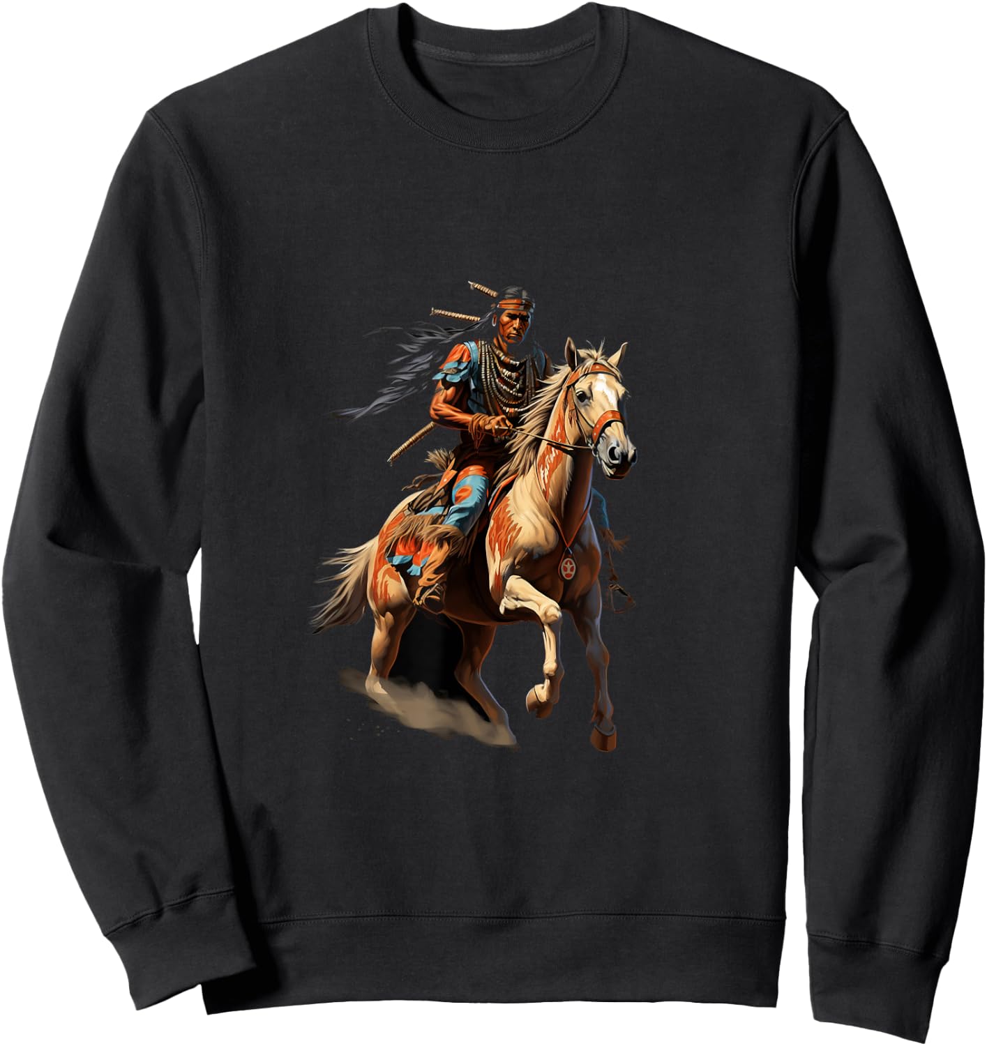 Indian Warrior Chief Indian Horse Sweatshirt - Sweatshirt | Black