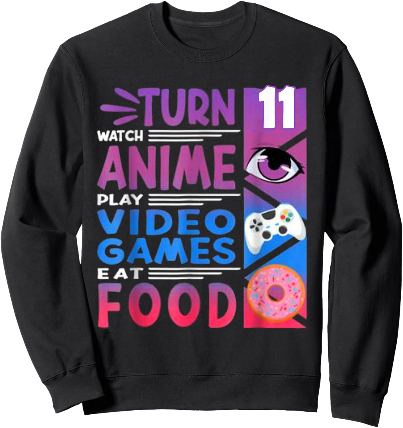 11th Birthday Anime Gamer Sweatshirt - Sweatshirt | Black