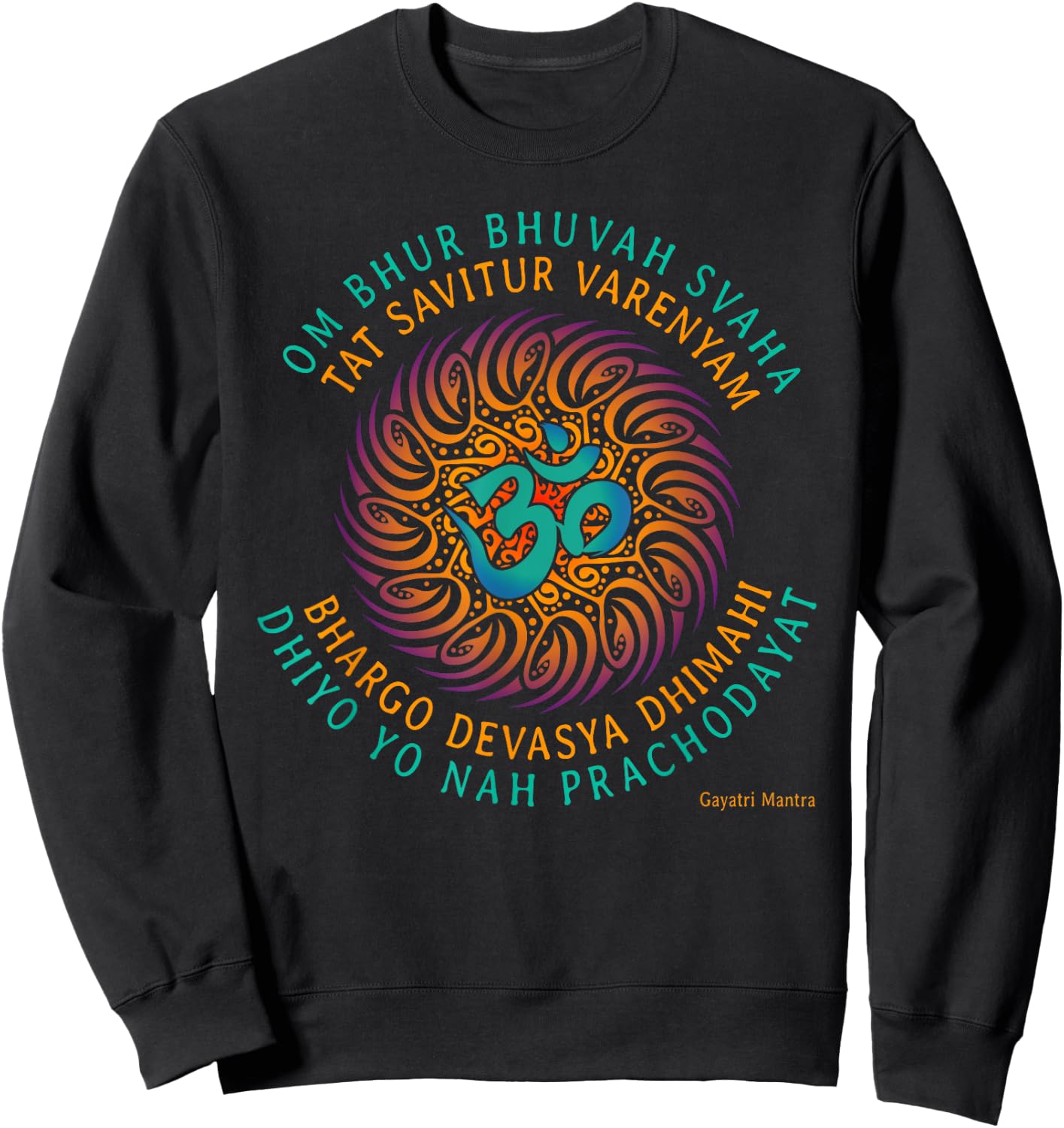 Gayatri Mantra OM Symbol Spiritual Yoga Clothing Sweatshirt - Sweatshirt | Black