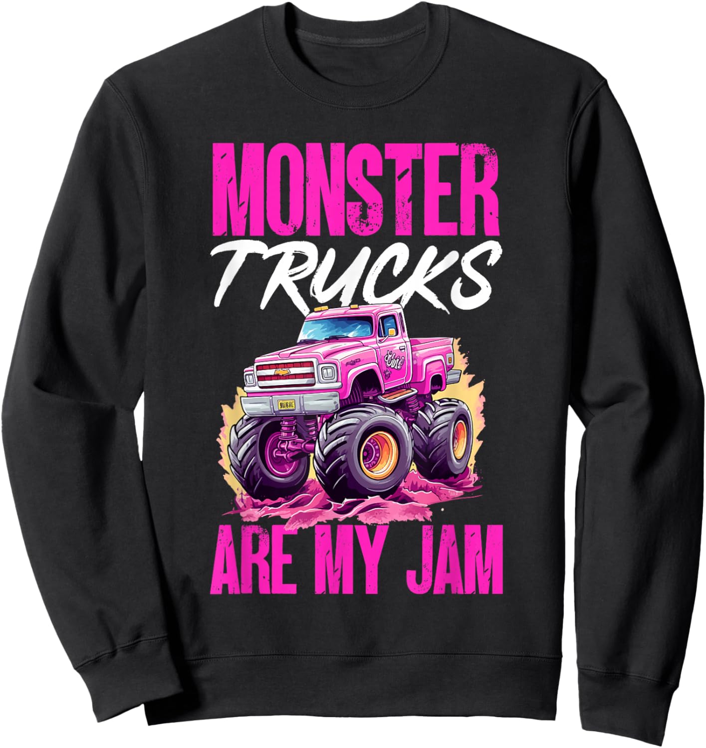 Monster Truck Toddler Girl Monster Trucks Are My Jam Sweatshirt - Sweatshirt | Black