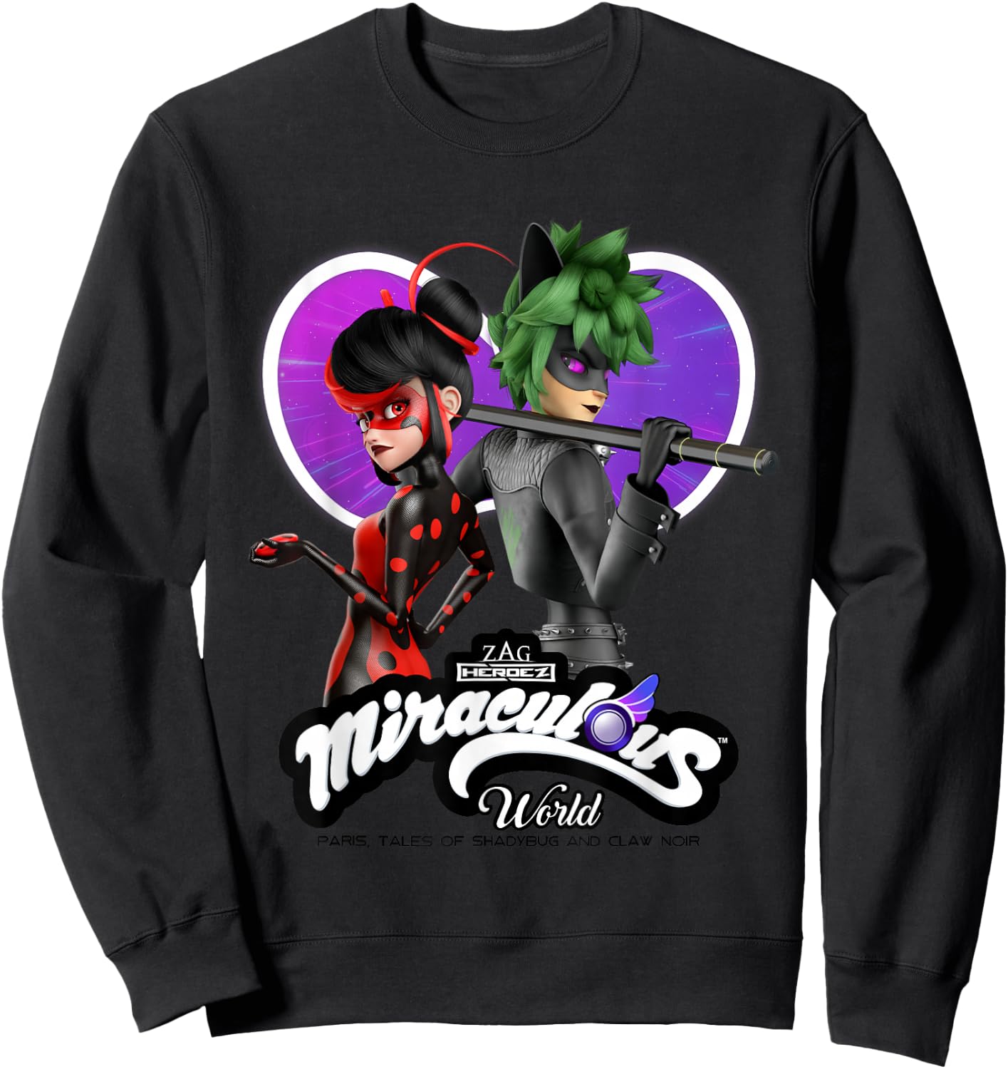 Miraculous Ladybug Cat Noir Tales of Shadybug and Claw Noir Sweatshirt - Sweatshirt | Black