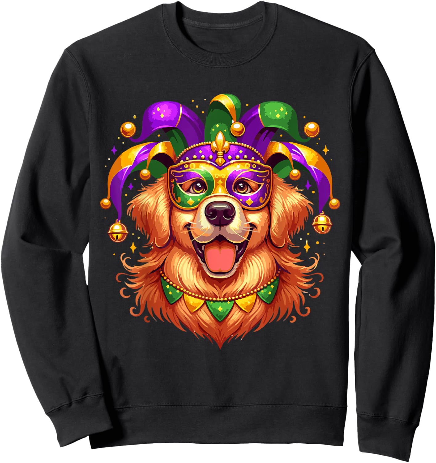 Golden Retriever Dog Costume Outfit Women Men Mardi Gras Sweatshirt - Sweatshirt | Black
