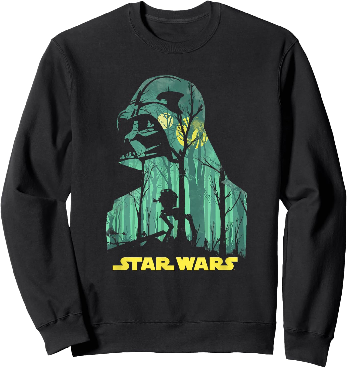 Star Wars Darth Vader Silhouette Endor Forest AT-ST Walker Sweatshirt - Sweatshirt | Black