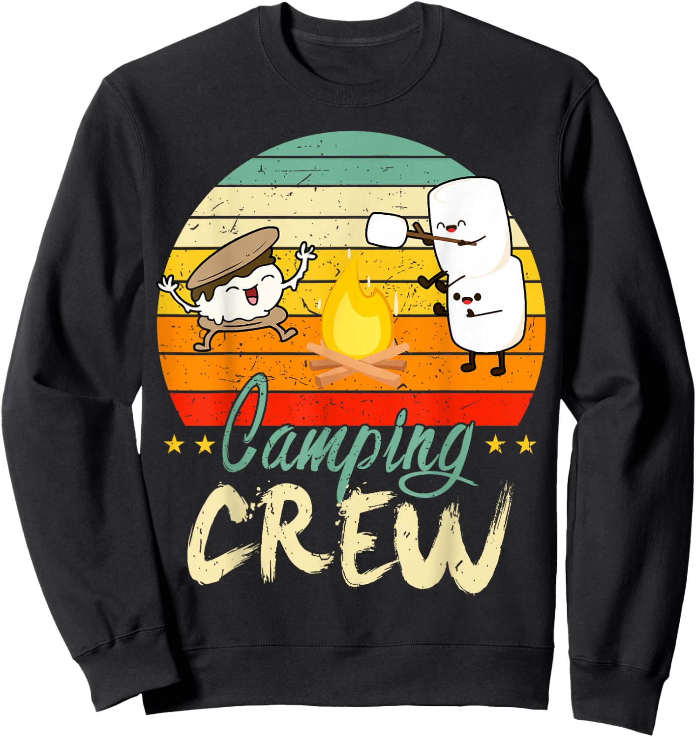 Kid Camping Crew Toddler Boy Women Family Funny Happy Camper Sweatshirt - Sweatshirt | Black