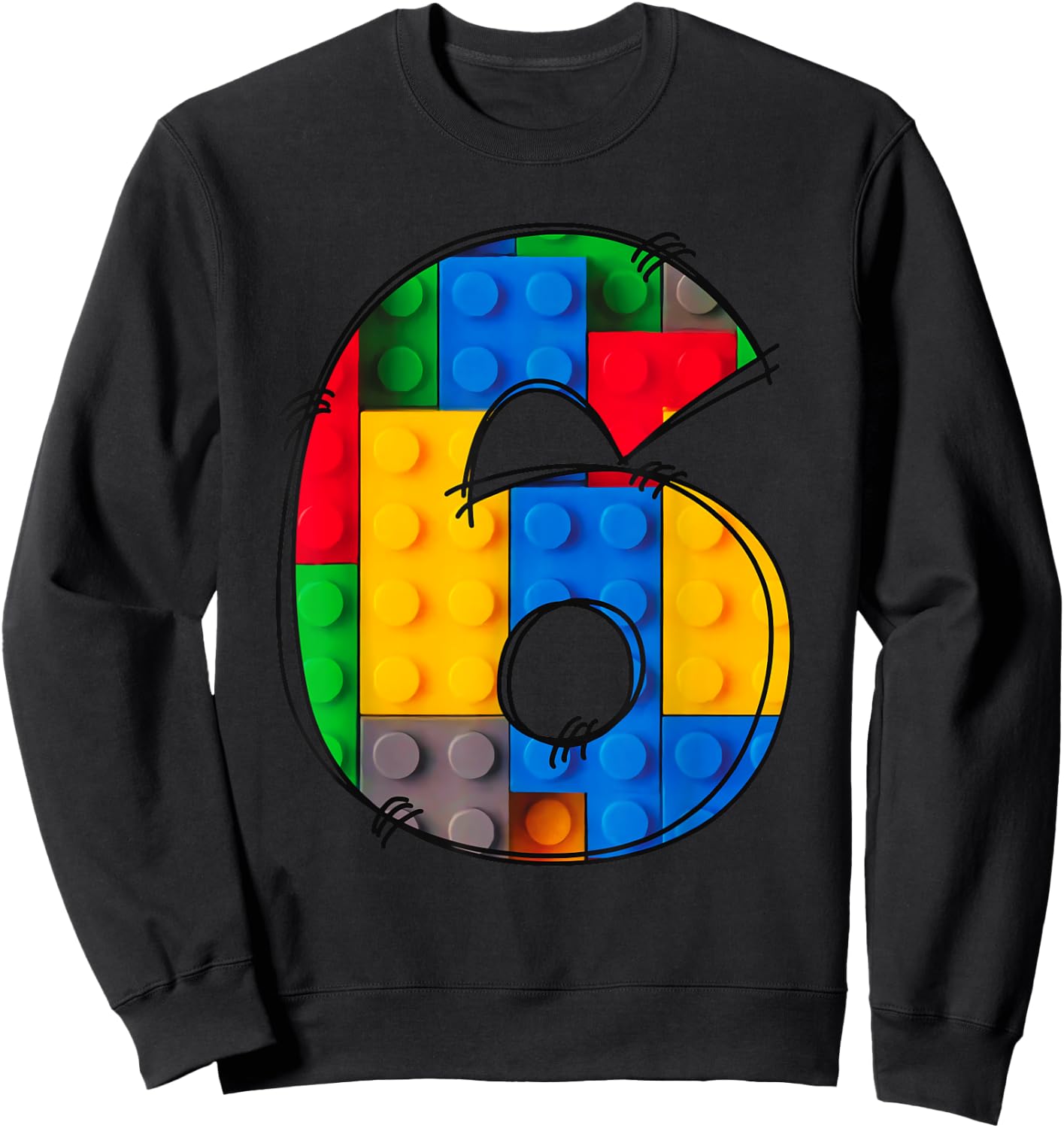 6 Year Old Blocks Building Master Builder 6th Birthday Kids Sweatshirt - Sweatshirt | Black