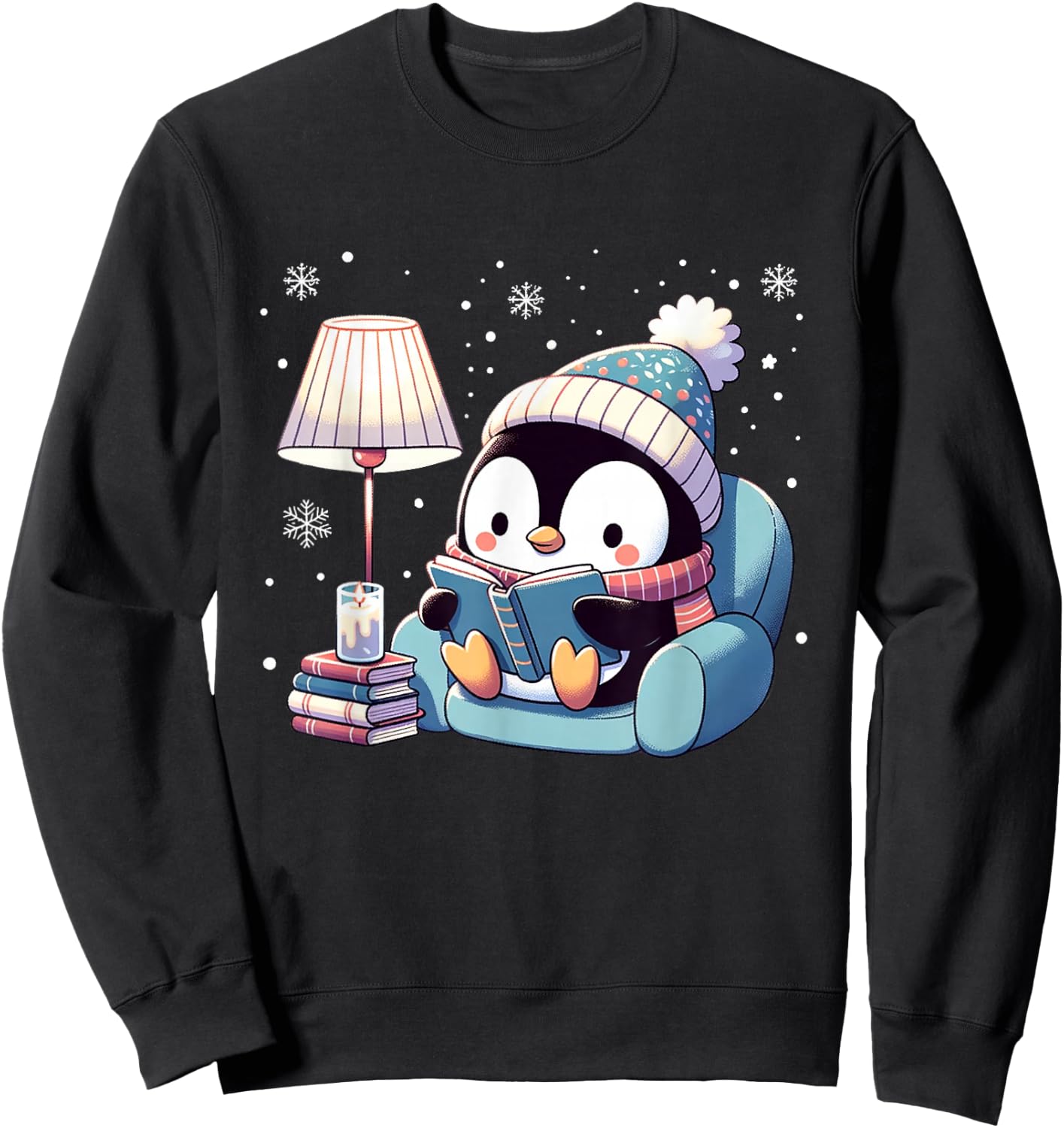 Cute Penguin Reading Kids Women Men Boys Sweatshirt - Sweatshirt | Black