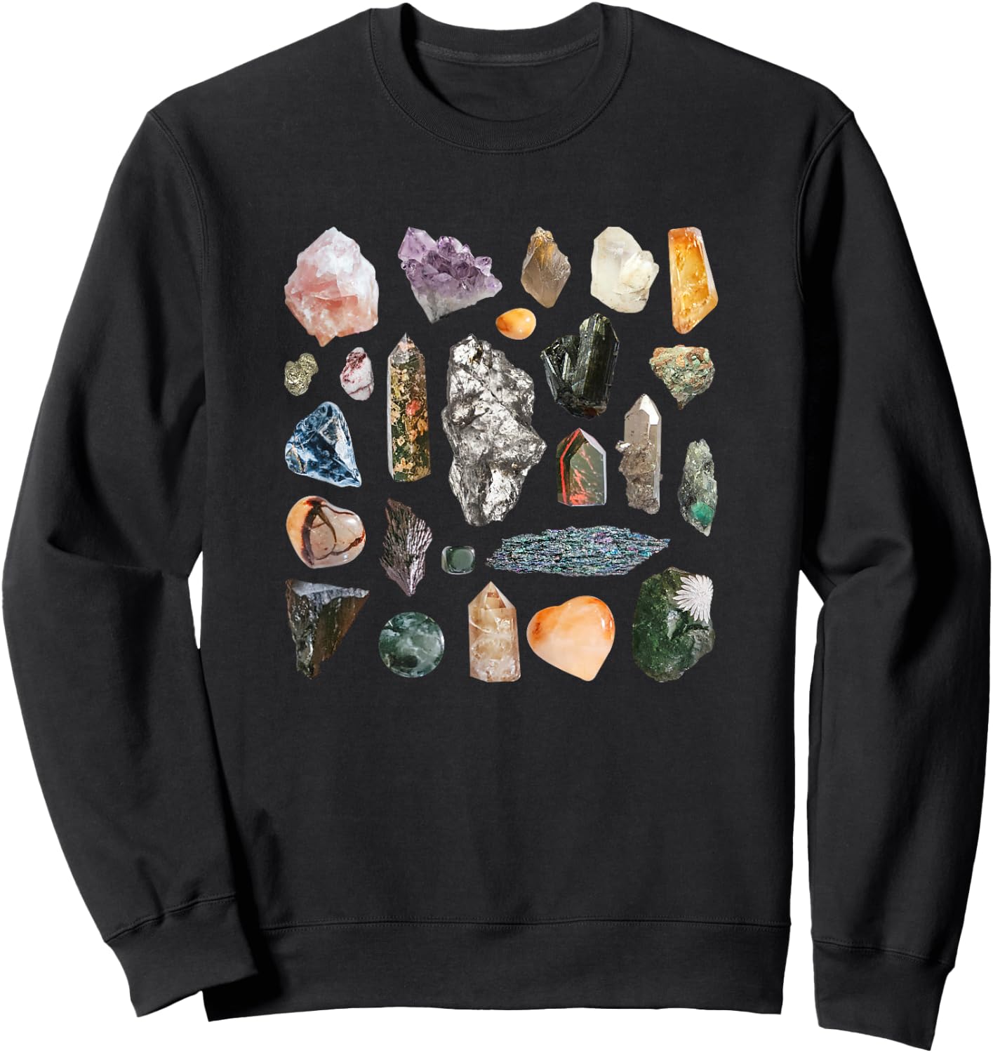 Crystals Rocks Minerals Gemstones Ores Goblincore Aesthetic Sweatshirt - Sweatshirt | Black
