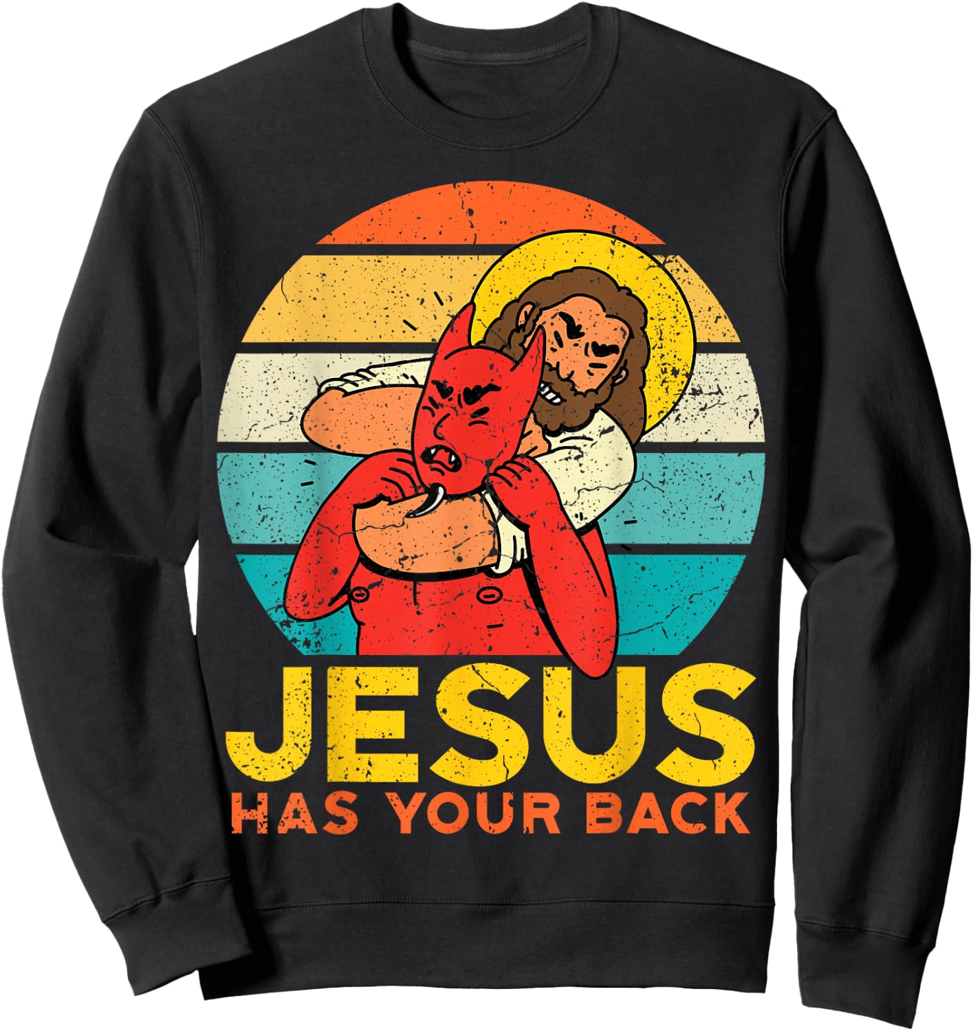 Jesus Has Your Back Jiu Jitsu Chokehold Funny Meme Sweatshirt - Sweatshirt | Black