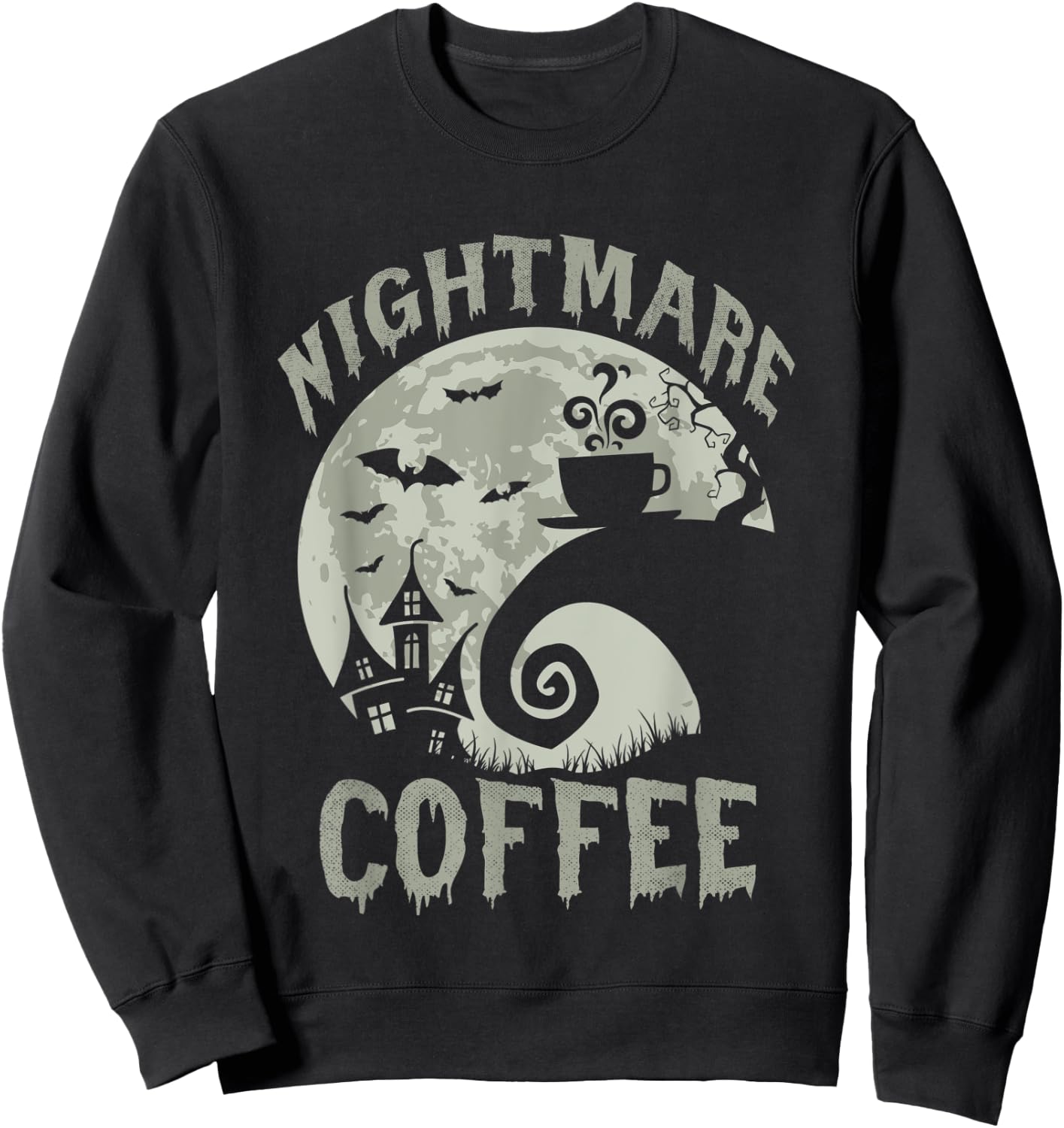 Halloween Nightmare Before Coffee Lovers Funny Spooky Sweatshirt - Sweatshirt | Black