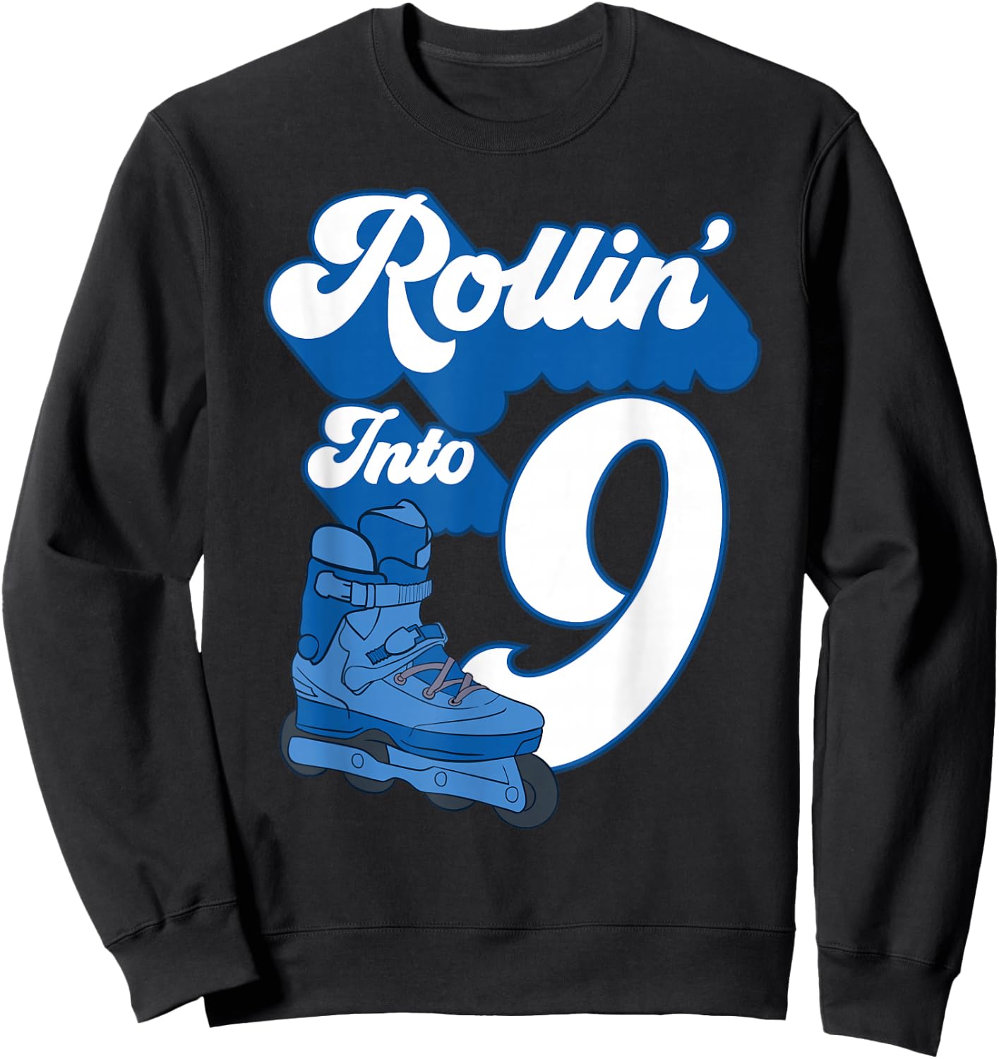 Rollin' Into 9 Roller Skating Birthday 12th Boy Kids Skate Sweatshirt - Sweatshirt | Black