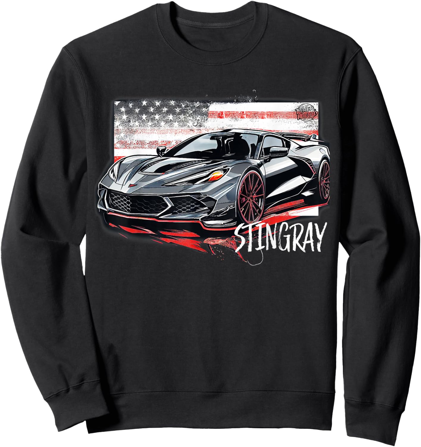 C8 American Muscle v8 Supercar Stingray Cool Vette Mechanic Sweatshirt - Sweatshirt | Black