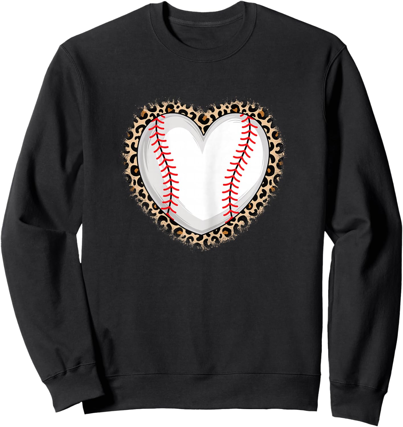 Cute Baseball Heart Baseball Lover Women Girls Sweatshirt - Sweatshirt | Black