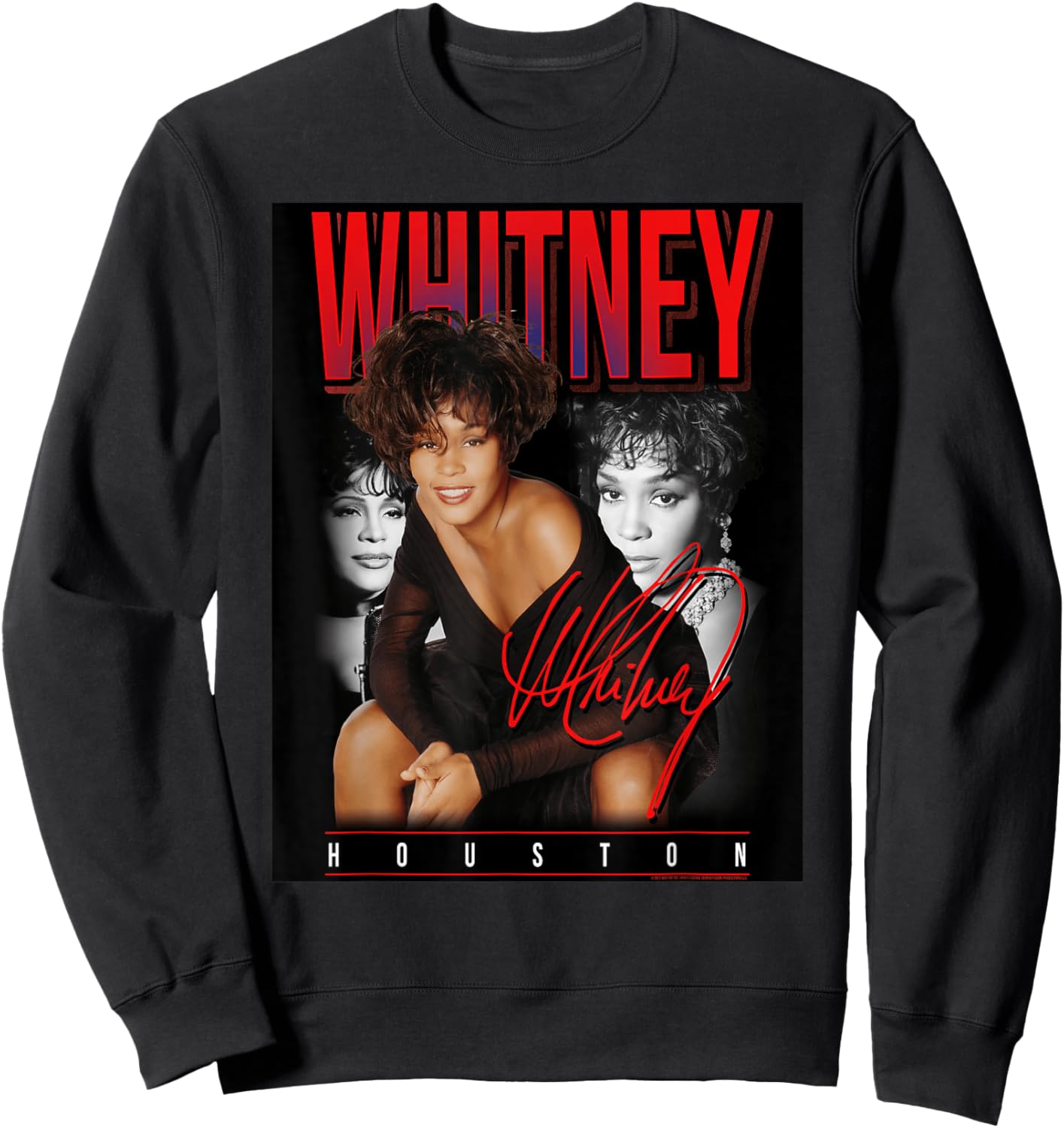 Whitney Houston Retro Photo Collage Sweatshirt - Sweatshirt | Black