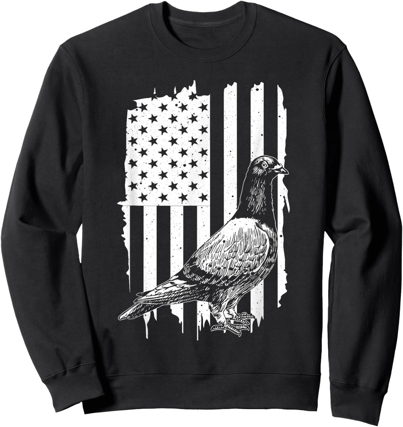 Cool Pigeon Design Men Women Patriotic US Flag Pigeon Lovers Sweatshirt - Sweatshirt | Black