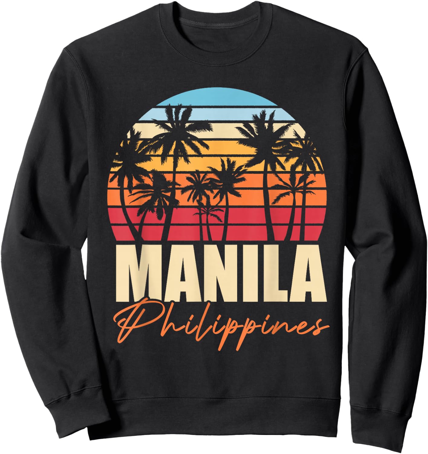 Palm Trees Filipino Pinoy Retro Tropical Manila Philippines Sweatshirt - Sweatshirt | Black