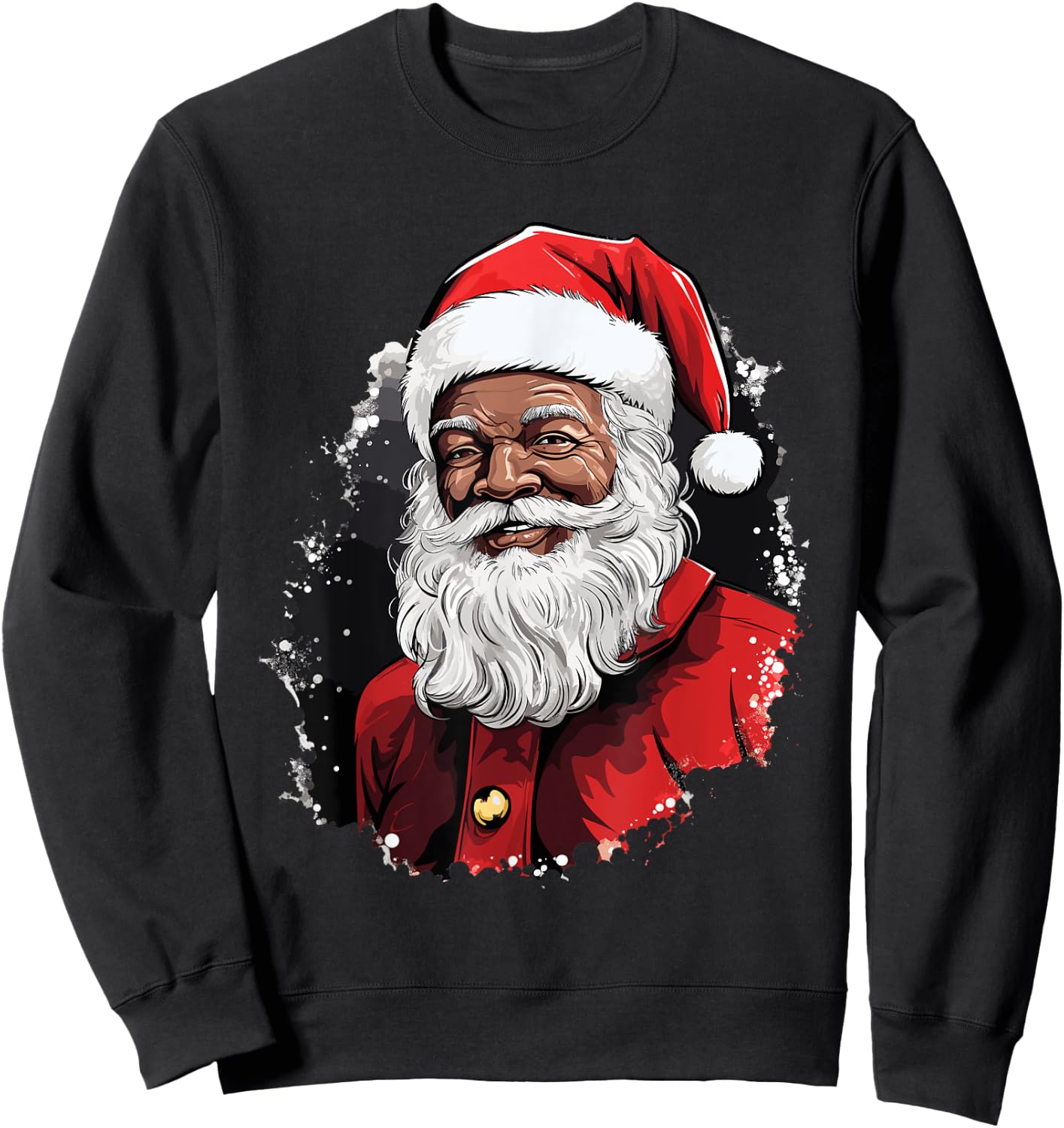 Santa Claus Black Christmas Xmas Santa Afro African American Sweatshirt - Sweatshirt | Black