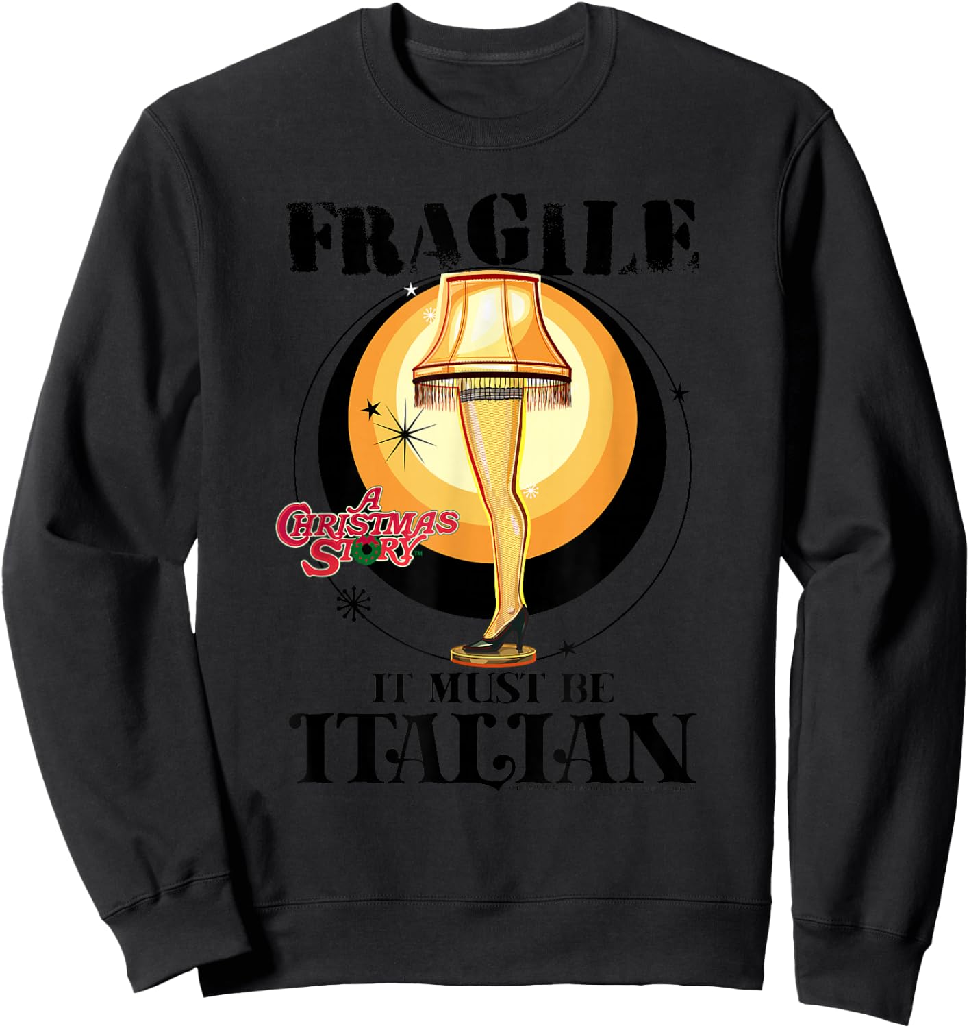 A Christmas Story Fragile It Must Be Italian Logo Sweatshirt - Sweatshirt | Black