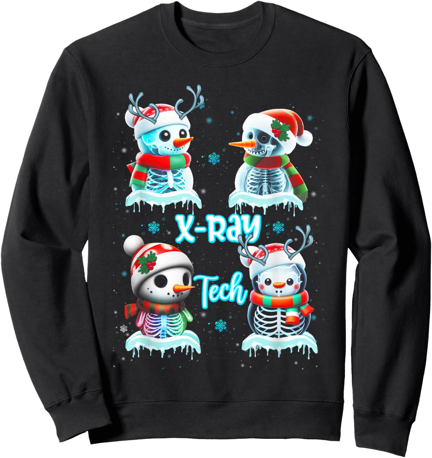 Radiology Technician X Ray Tech Funny Christmas Cute Snowman Sweatshirt - Sweatshirt | Black