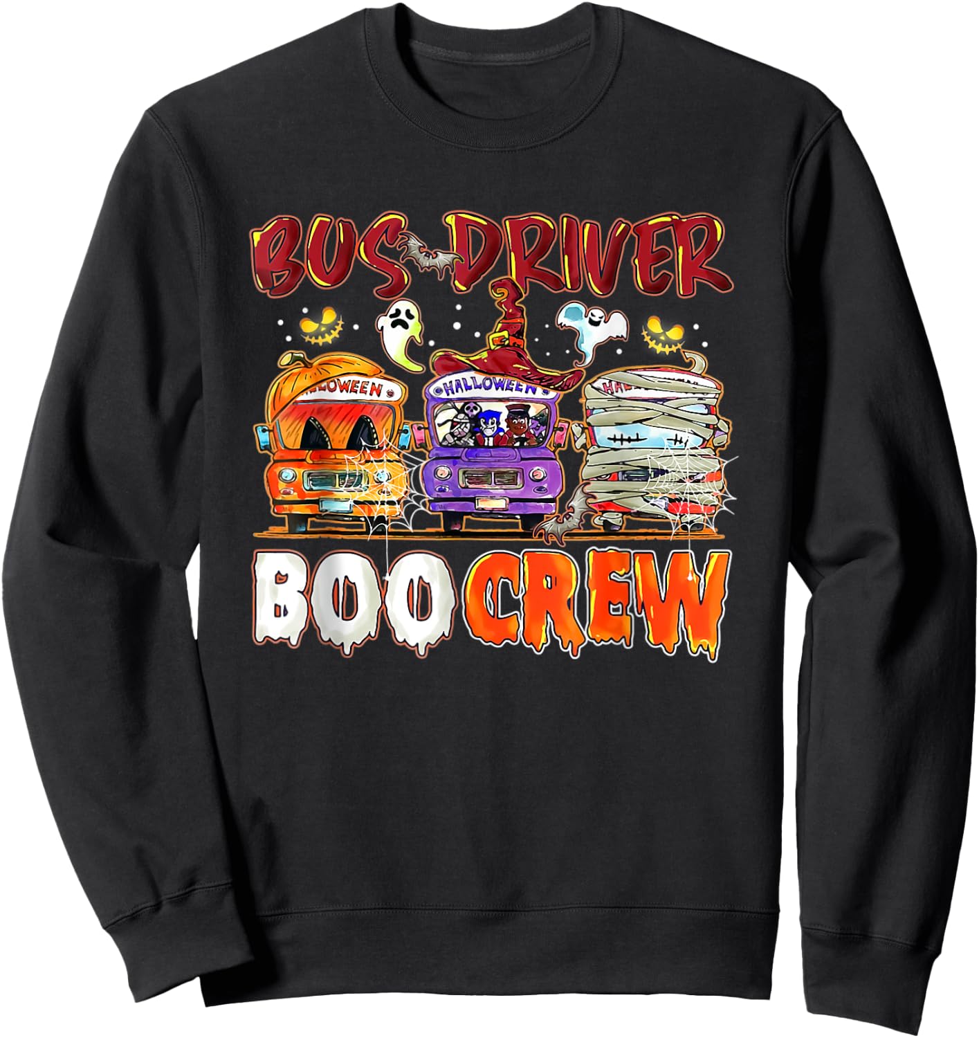 Bus Driver Boo Crew School Bus Driver Life Halloween Sweatshirt - Sweatshirt | Black