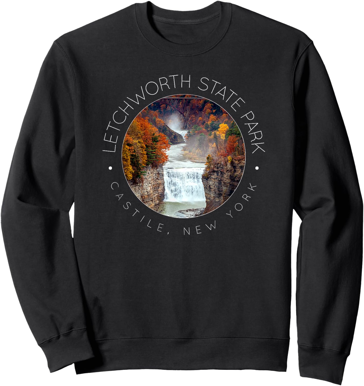 Letchworth State Park, New York State Parks, Waterfall Sweatshirt - Sweatshirt | Black