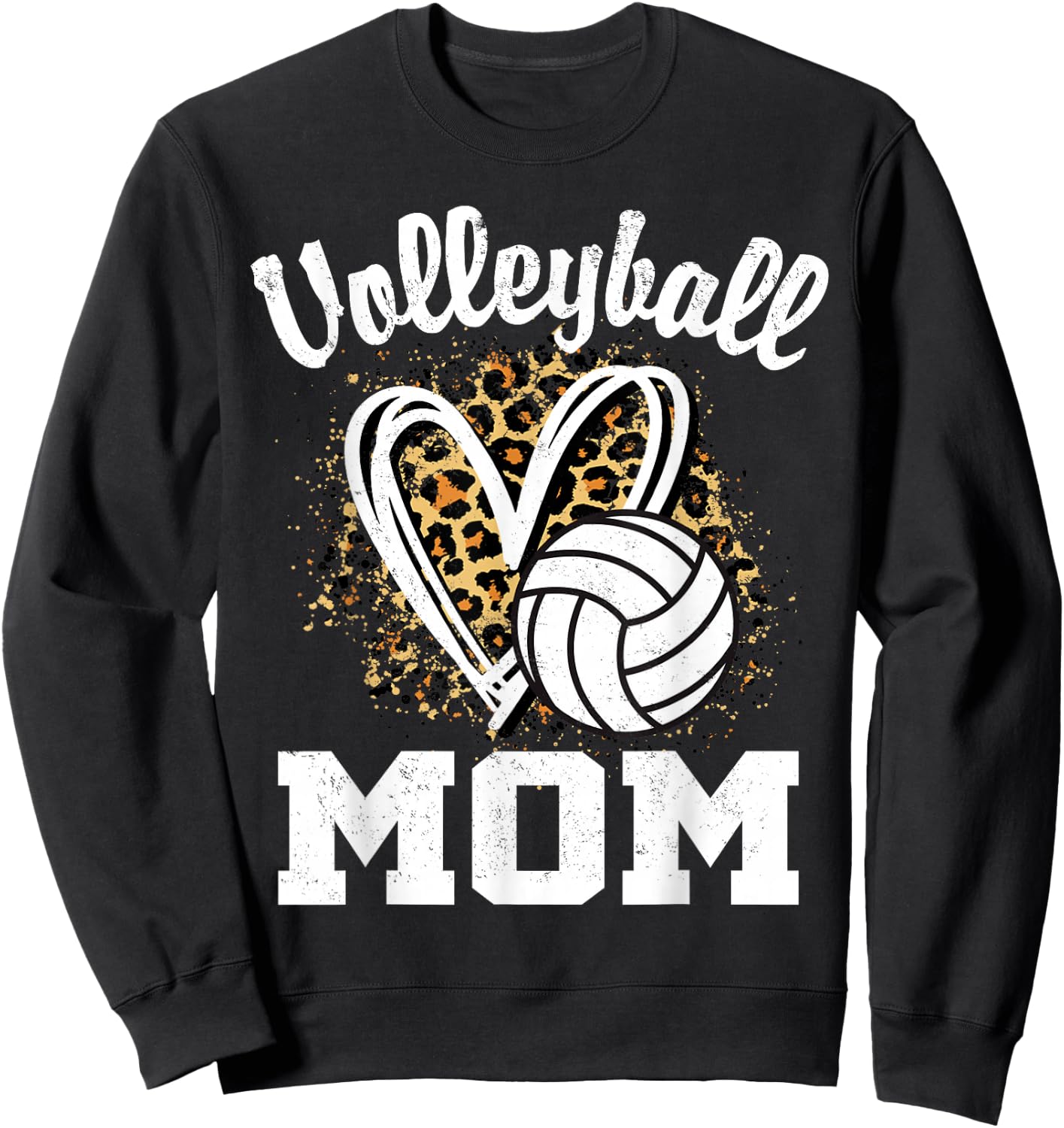 Volleyball Mom Leopard Heart Sweatshirt - Sweatshirt | Black