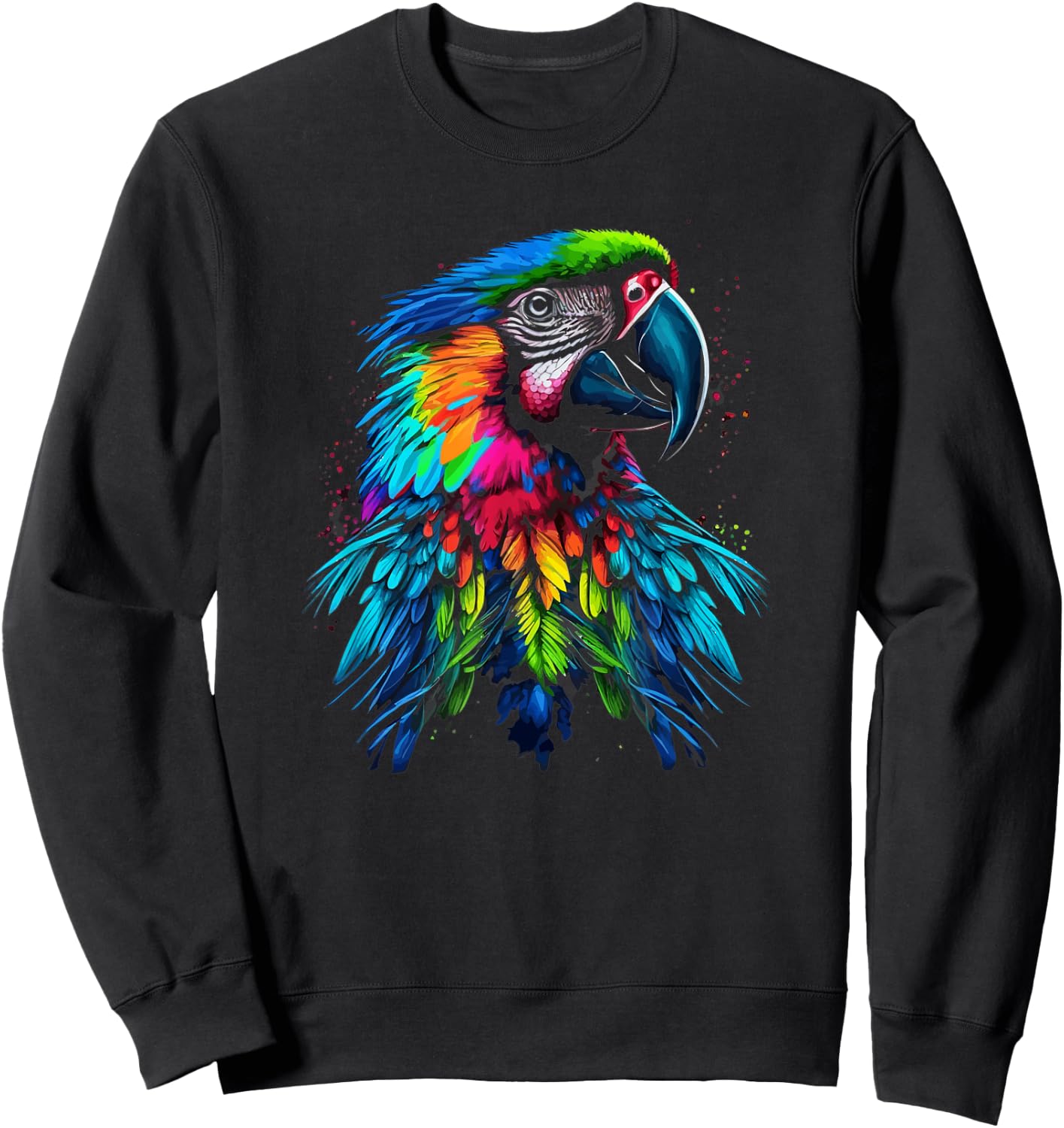 Rainbow Parrot | Beautiful Macaw | Cute Colorful Bird Sweatshirt - Sweatshirt | Black