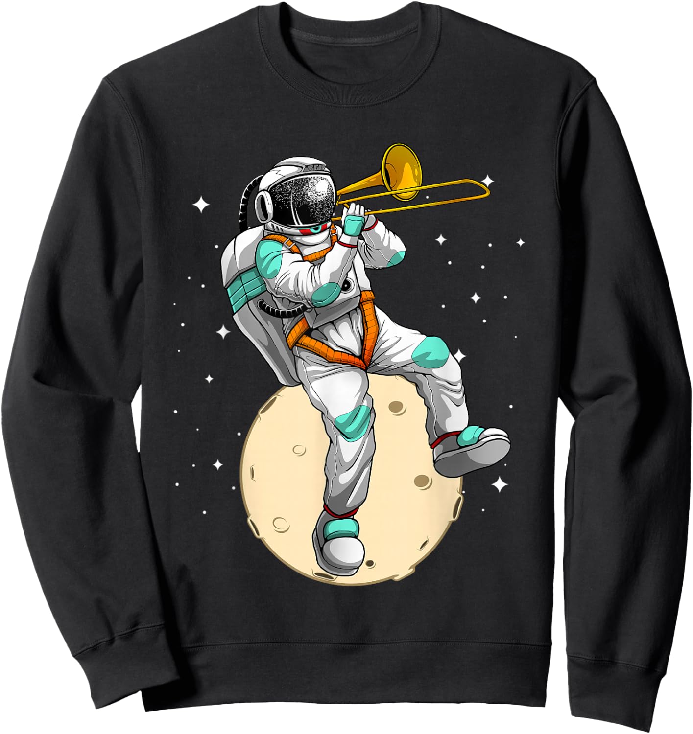 Funny Astronaut Trombone Art Women Trombone Player Sweatshirt - Sweatshirt | Black