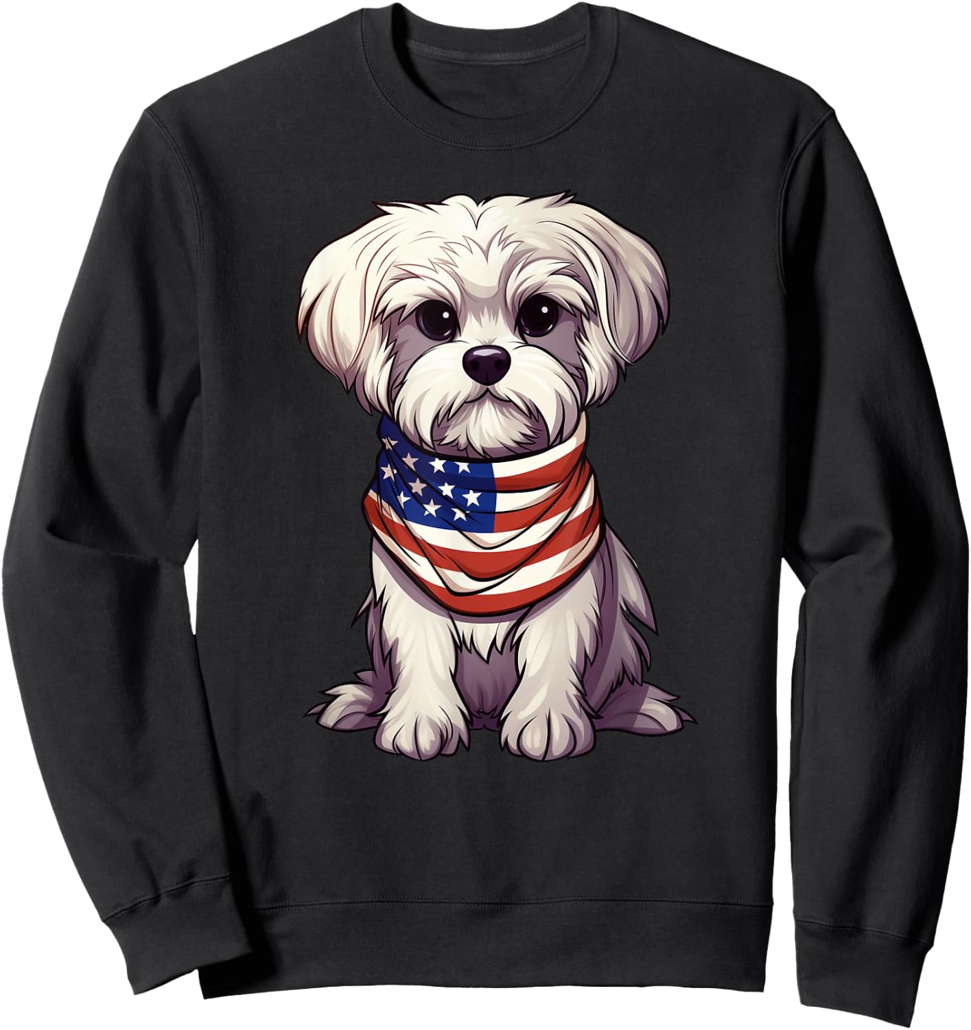 Maltese American Flag Maltese Dog Owner Mom Dad Men Women Sweatshirt - Sweatshirt | Black