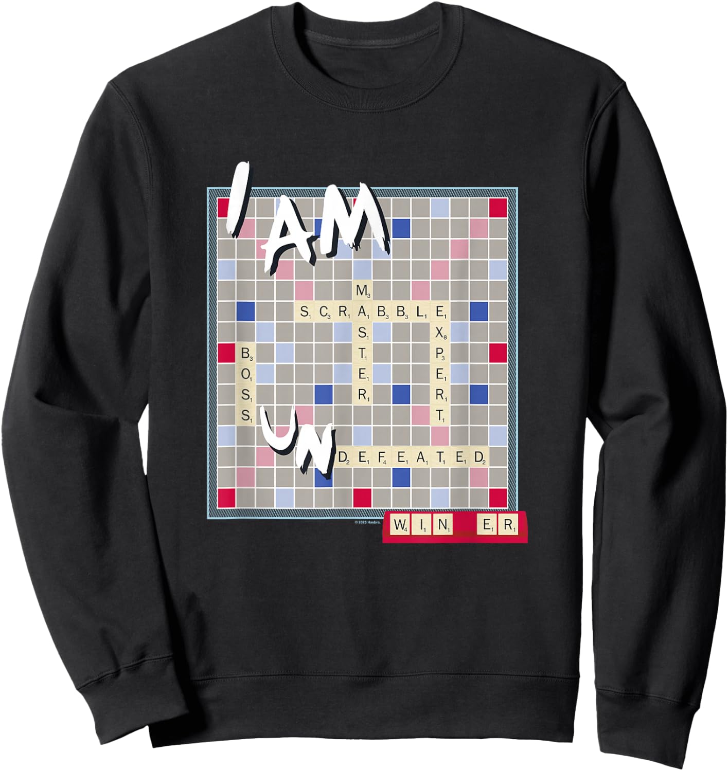 Scrabble I Am Undefeated Winning Letters Vintage Board Sweatshirt - Sweatshirt | Black