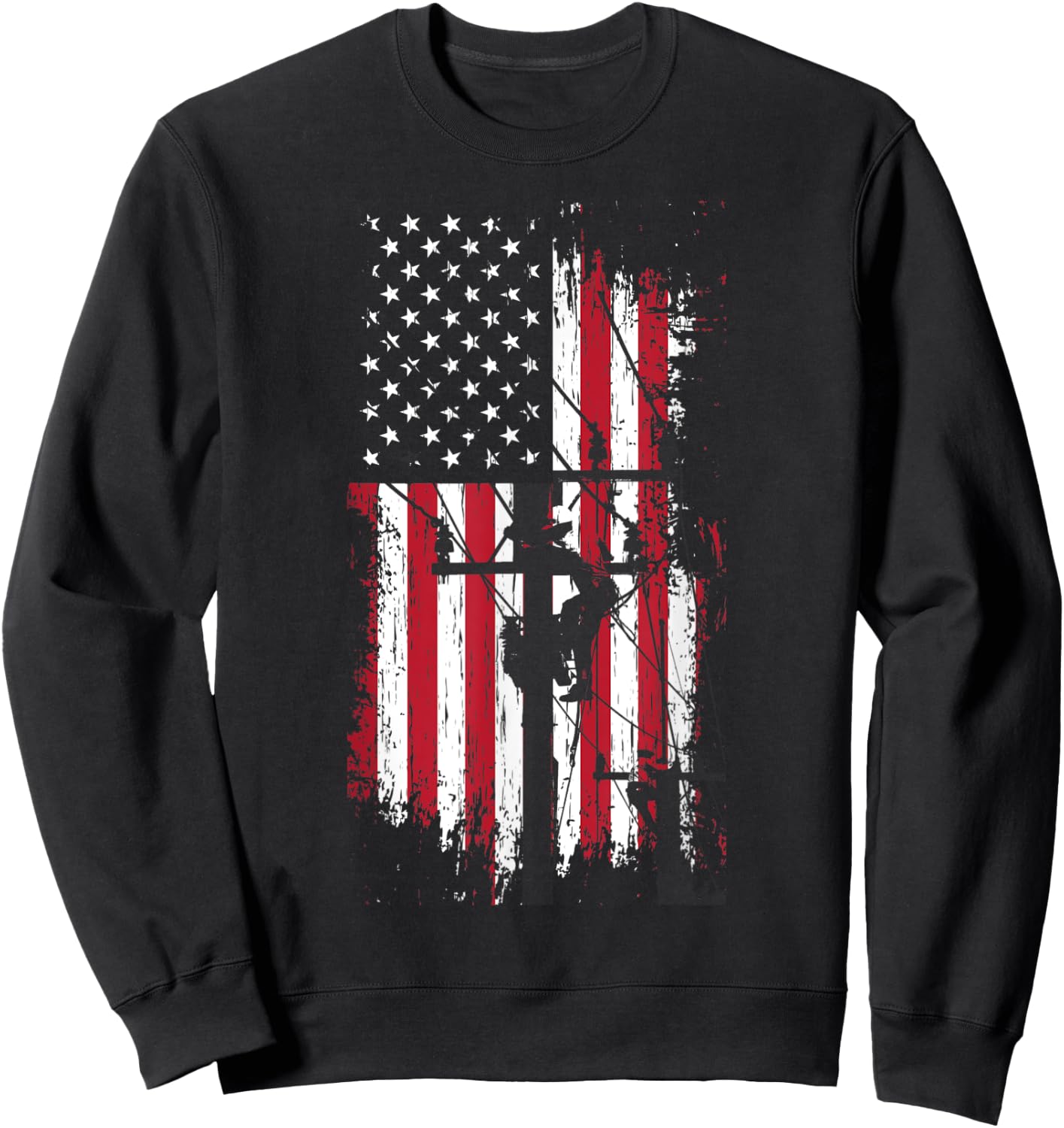Patriot US Citizen USA Flag Design For Electrician Men Sweatshirt - Sweatshirt | Black