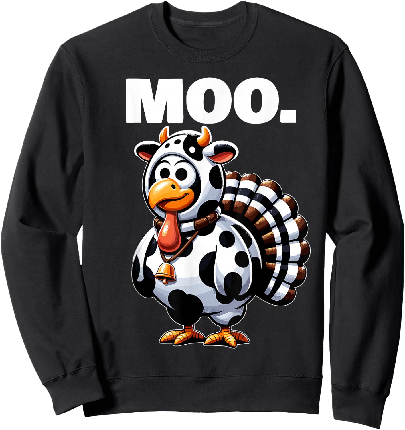 Turkey Moo Funny Thanksgiving Sweatshirt - Sweatshirt | Black