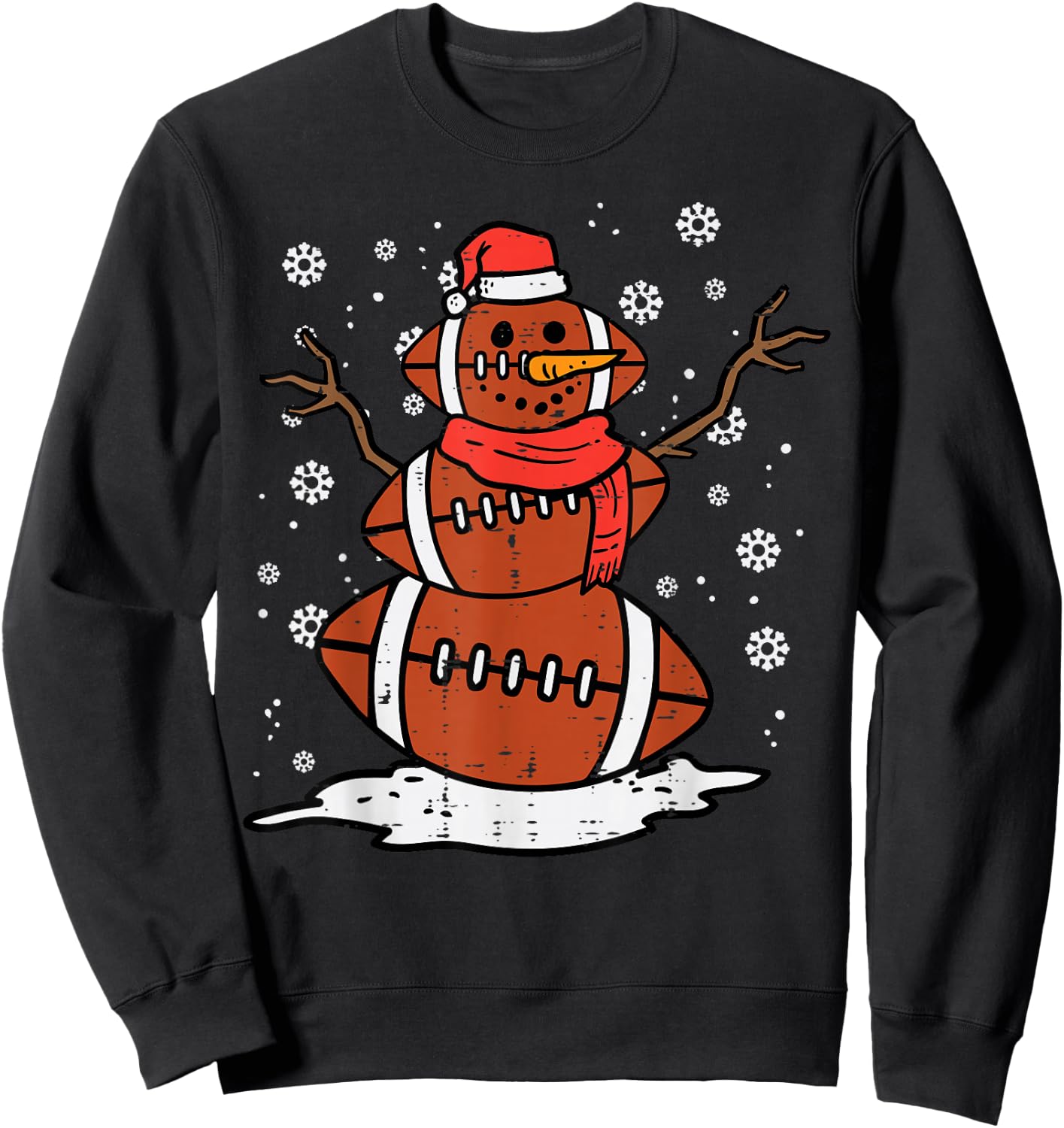 Christmas American Football Snowman Xmas Sport Men Boys Kids Sweatshirt - Sweatshirt | Black