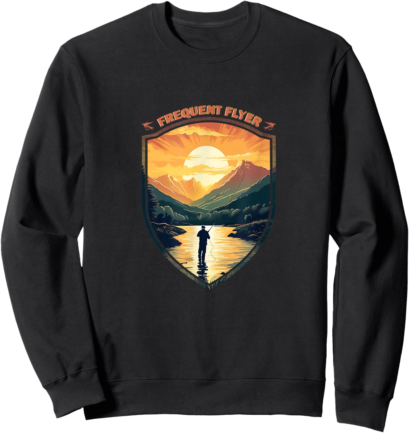 Frequent Flyer Vintage Angler Delight Fly Fisher Enthusiasts Sweatshirt - Sweatshirt | Black