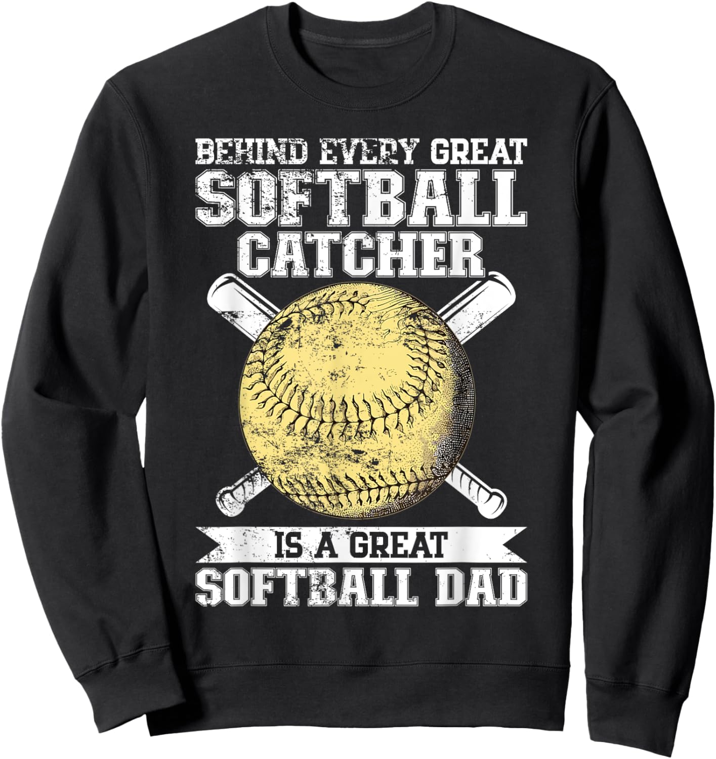 Softball Catcher Dad Pitcher Fastpitch Coach Fathers Day Sweatshirt - Sweatshirt | Black