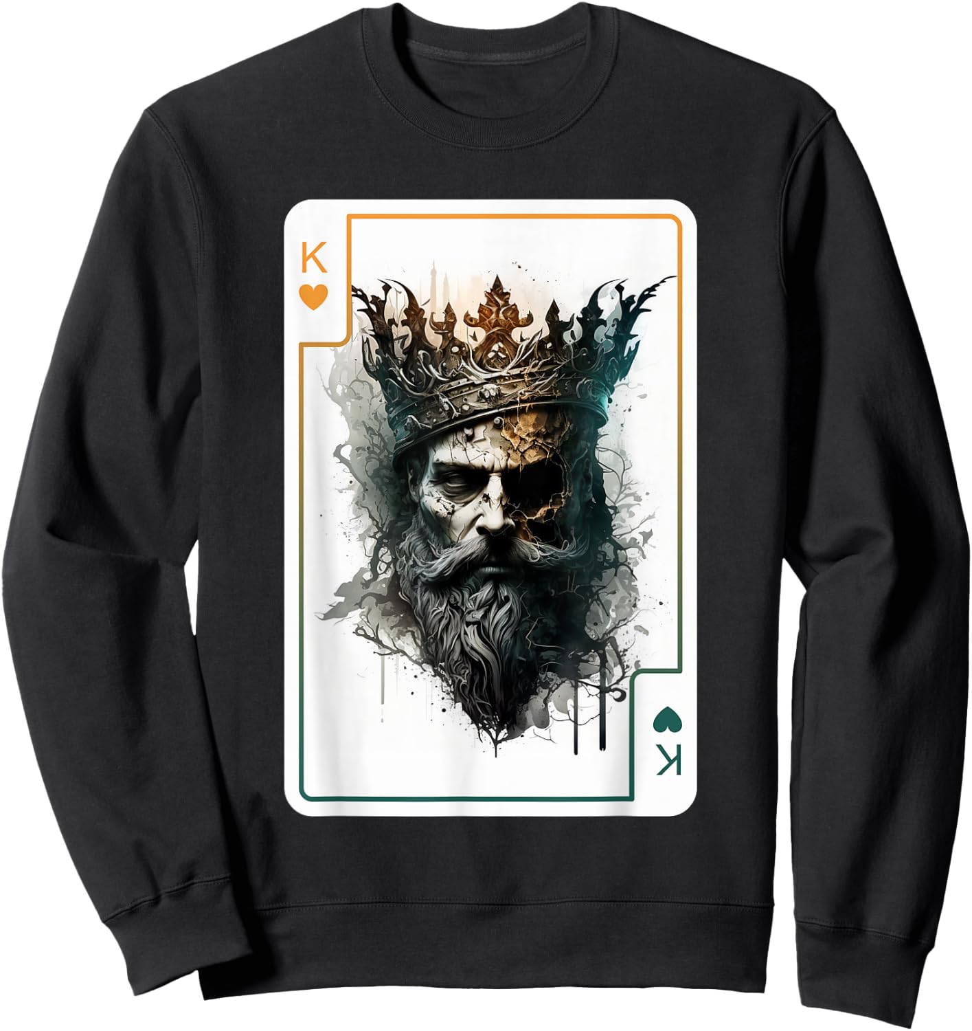 King of Hearts Creepy Card Game Poker Gothic Halloween Sweatshirt - Sweatshirt | Black