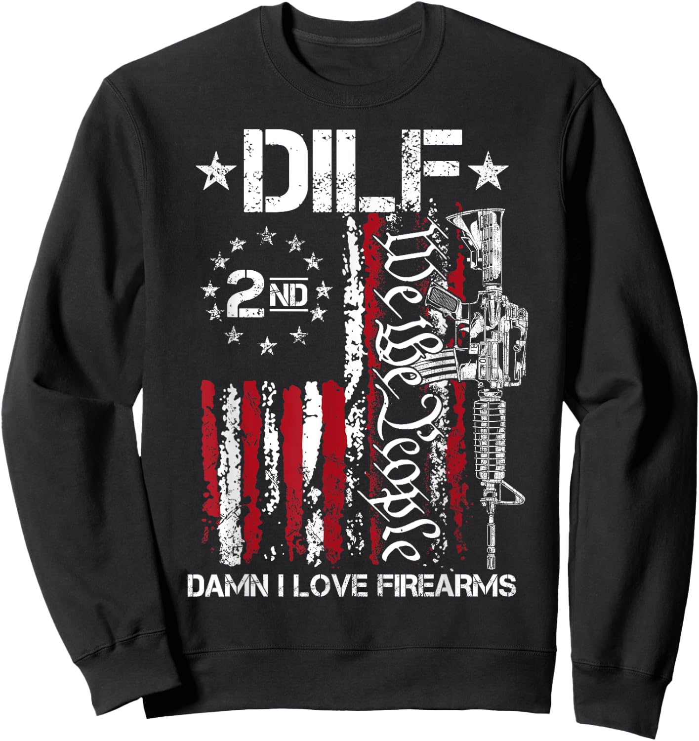 Funny DILF - Damn I Love Firearms Gun American Flag Men Sweatshirt - Sweatshirt | Black