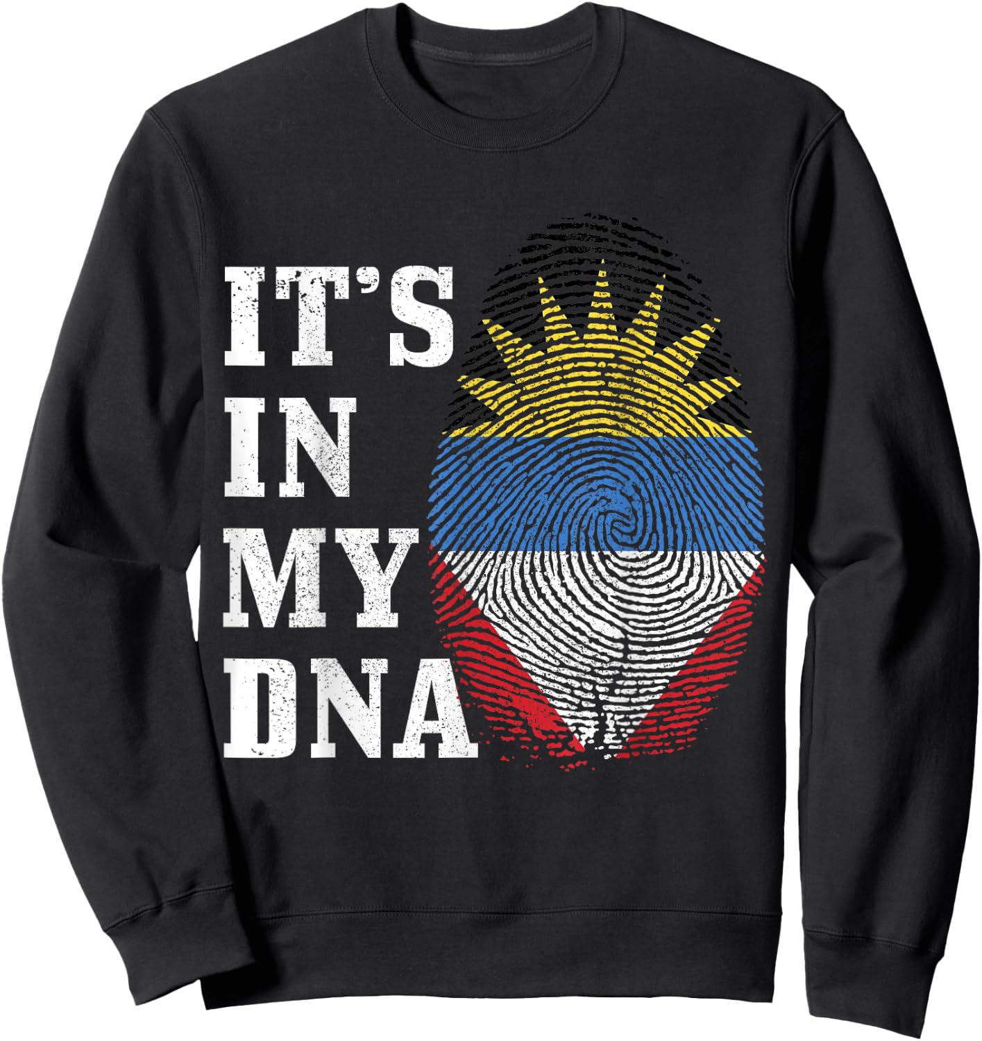 Antigua & Barbuda It's in My DNA Flag Pride Vintage Sweatshirt - Sweatshirt | Black