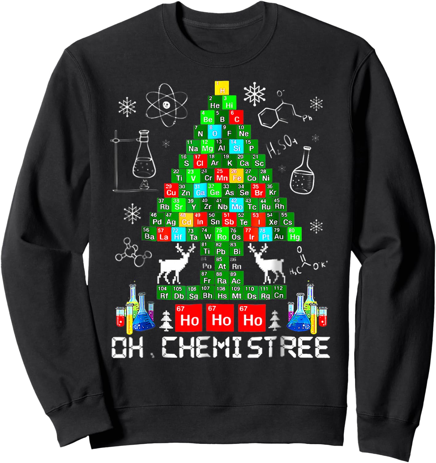 BORN Oh Chemistree Funny Science Christmas Tree Chemistry Chemist Sweatshirt - Sweatshirt | Black